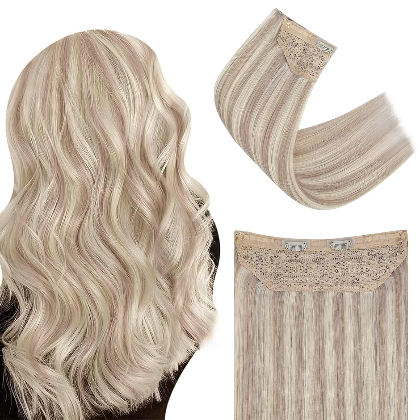 Easyouth Wire Hair Extensions for Natural Ash Blonde Highlights