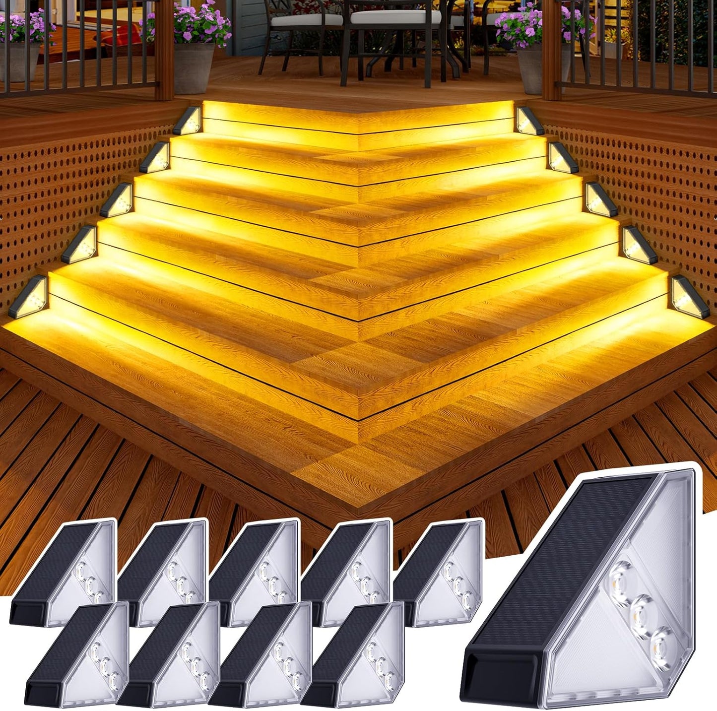 JSOT Solar Step Stair Lights Outdoor Decor for Yard and Garden