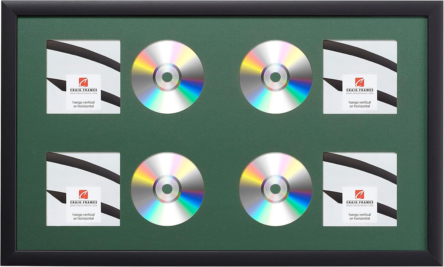15x26 Hunter Green 4-CD Display Mat with Black Frame Complete
