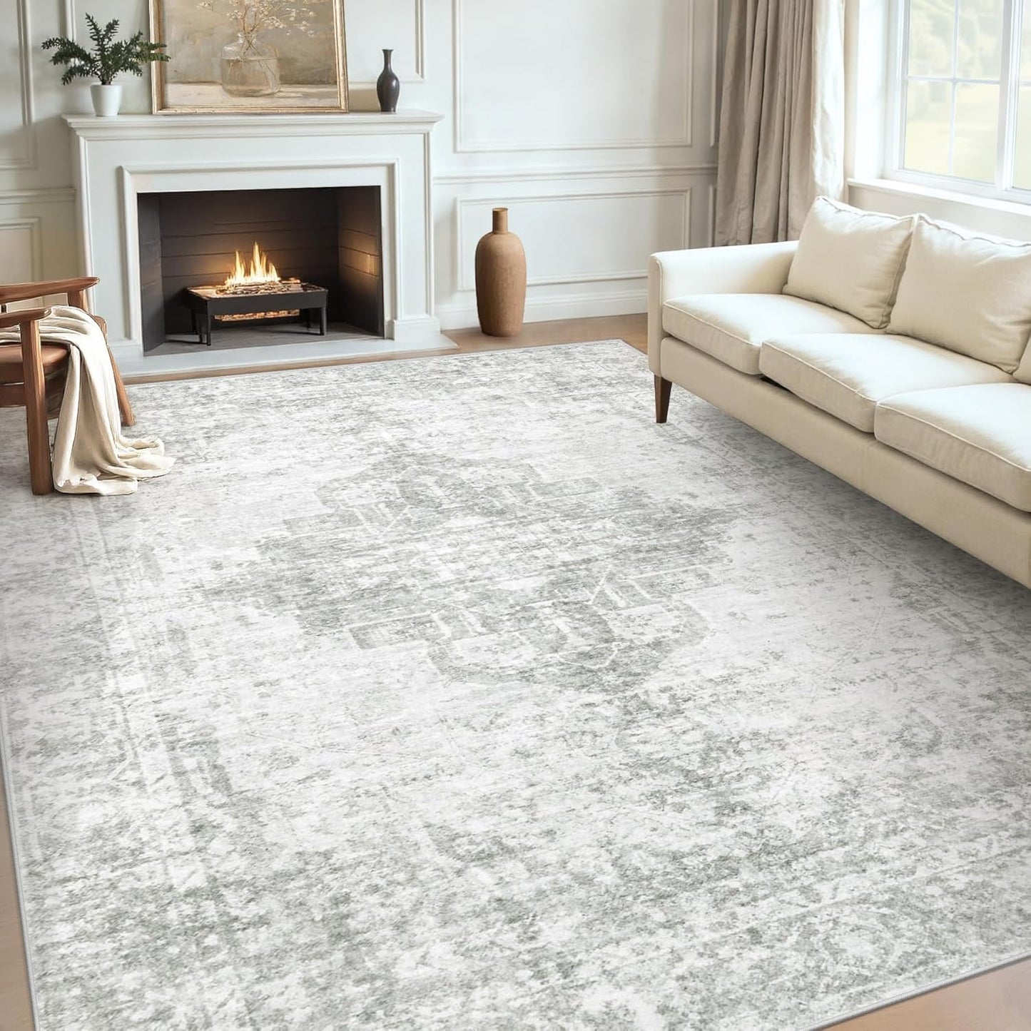 8x10 Area Rugs Washable Rug: Vintage Non-Slip Soft Carpet