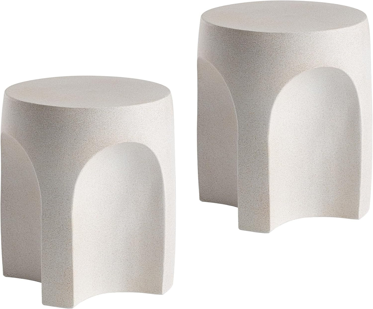COSIEST Set of 2 Concrete Side Tables for Outdoor and Indoor Use
