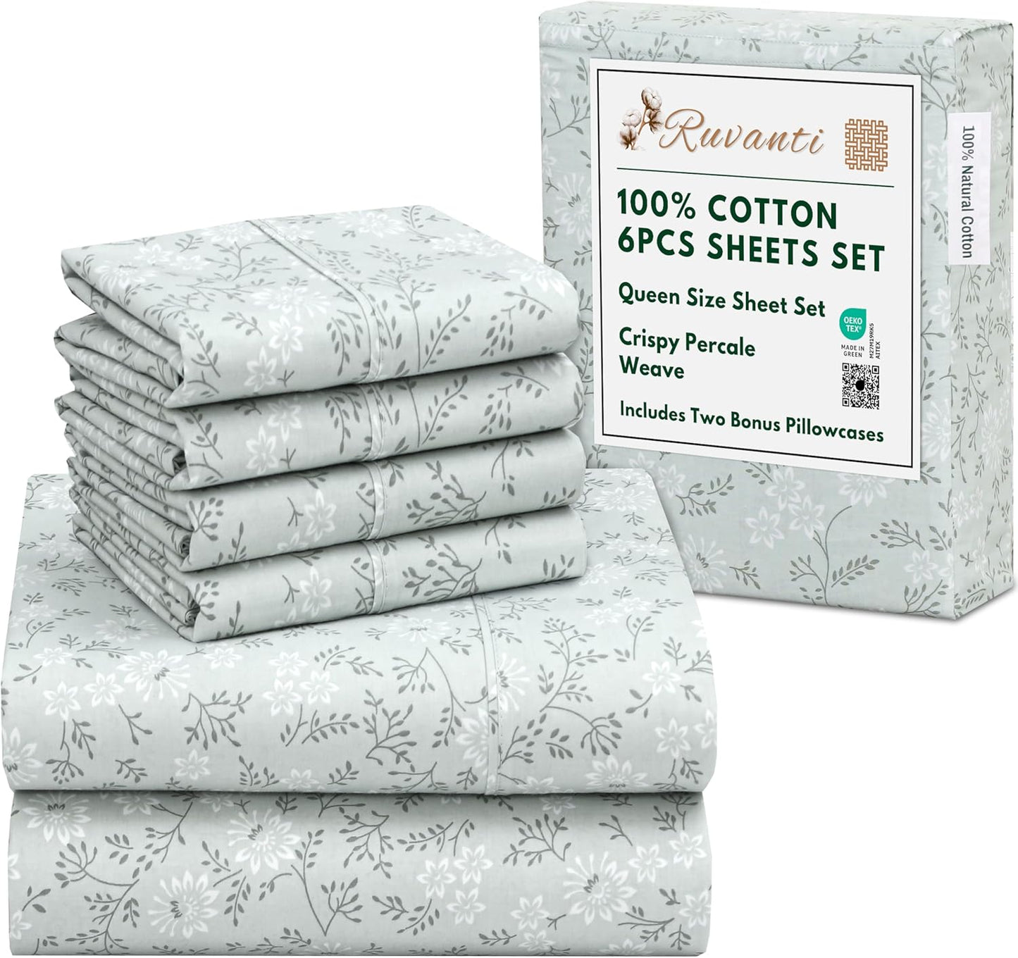 RUVANTI 6 Pcs Cotton Sheets - Soft, Lightweight & Breathable