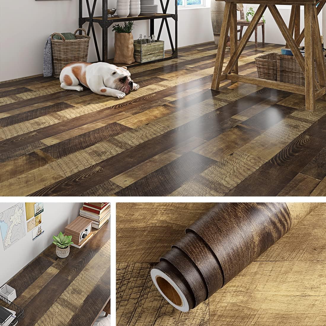 Peel and Stick Wood Floor Contact Paper for Home Renovation