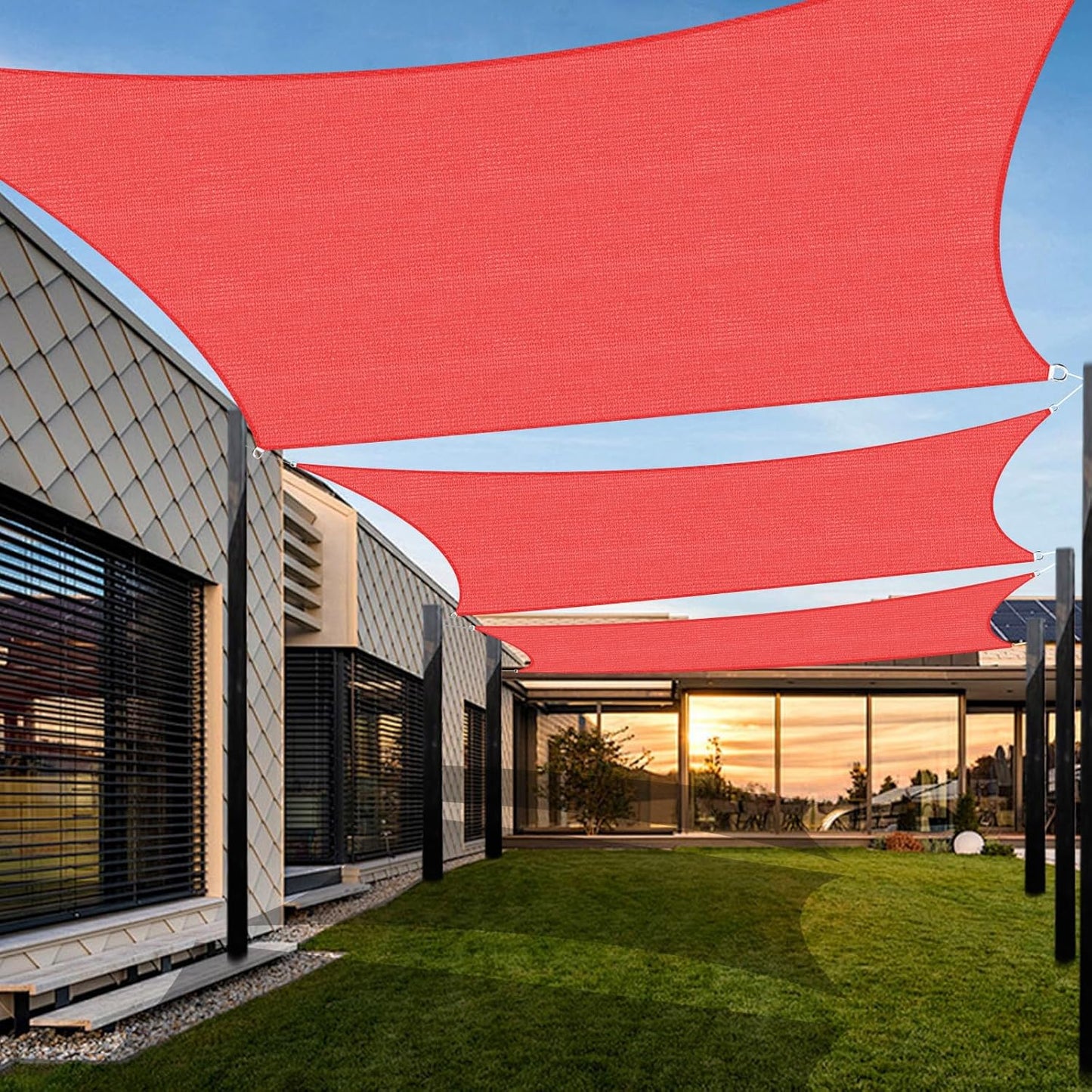 Amagenix Sun Shade Sail 7ftX13ft Curved Edge Canopy for Outdoors