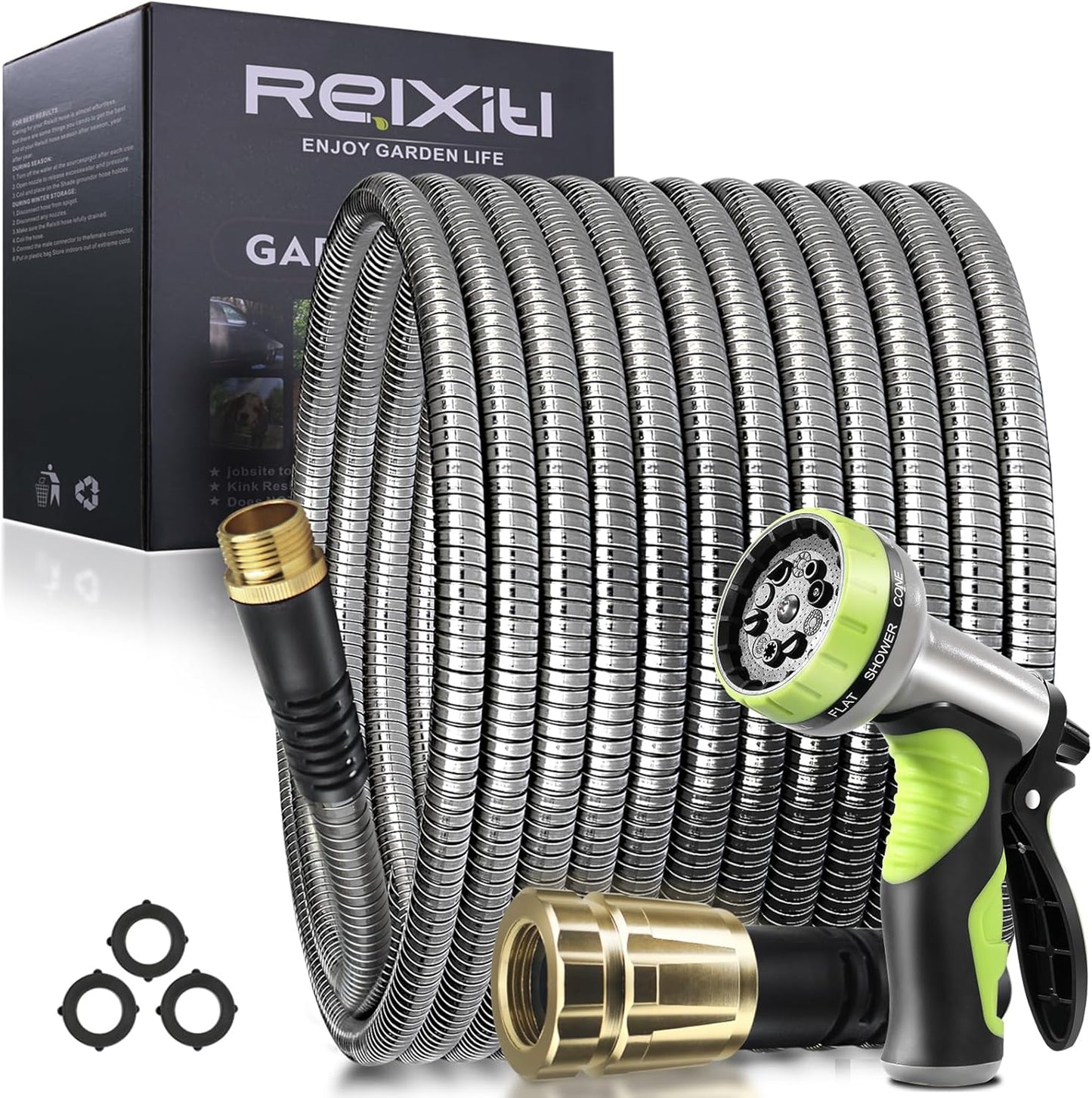 75FT Metal Garden Hose - Heavy Duty, Flexible, and Durable