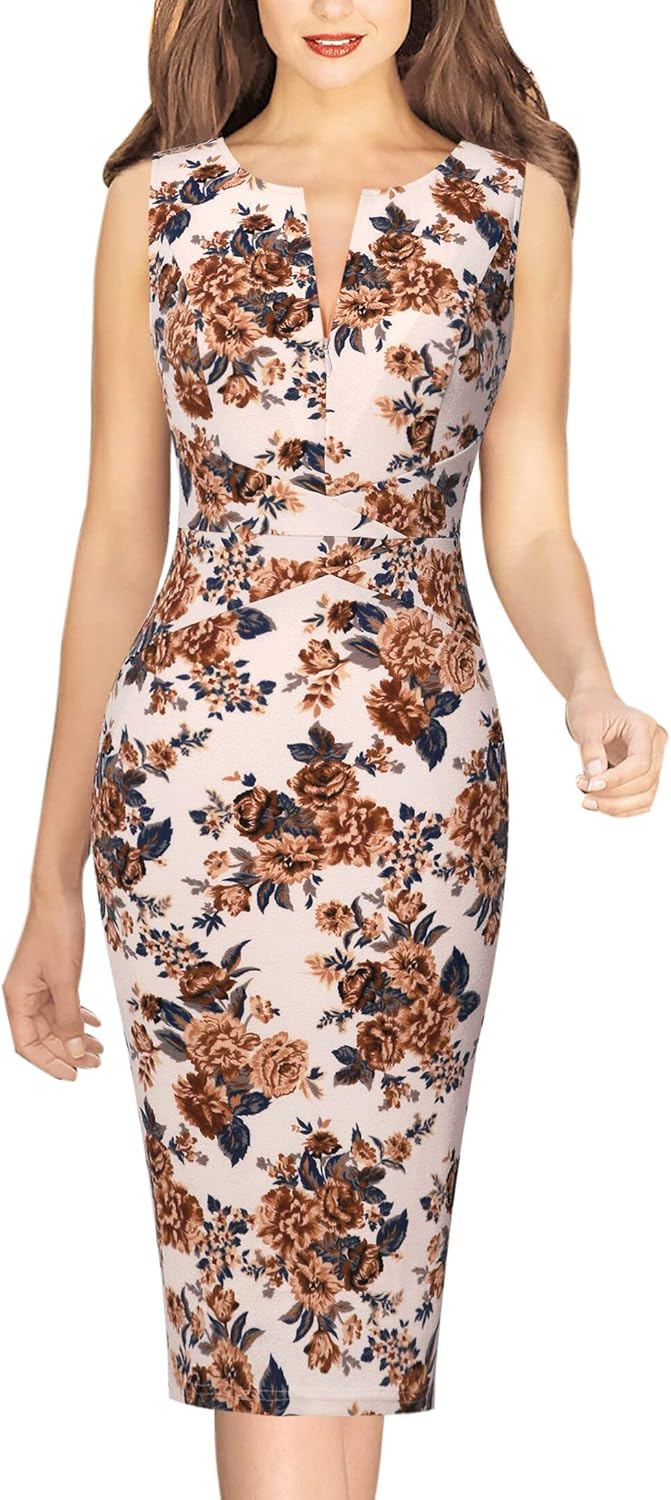 Elegant Slim Front Zipper Work Dress for Office and Parties