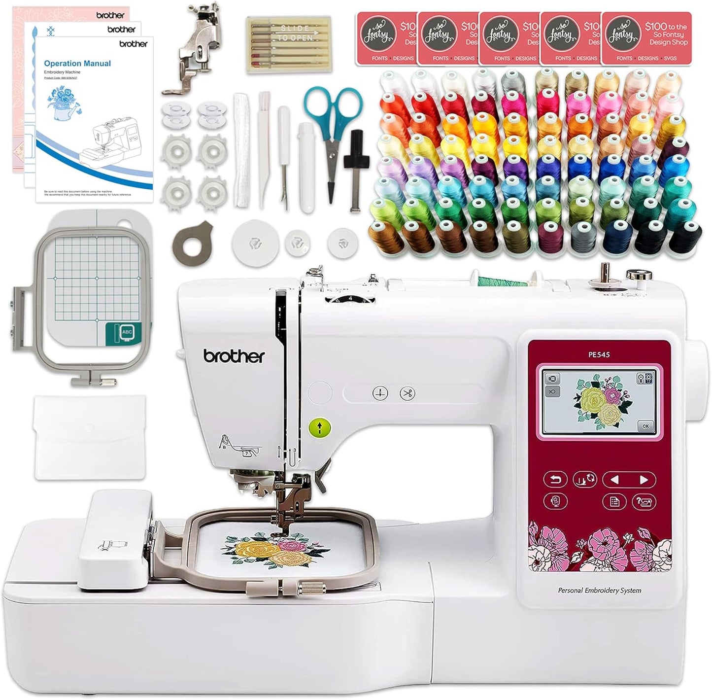 Brother PE545 Embroidery Machine: Deluxe Spool Bundle