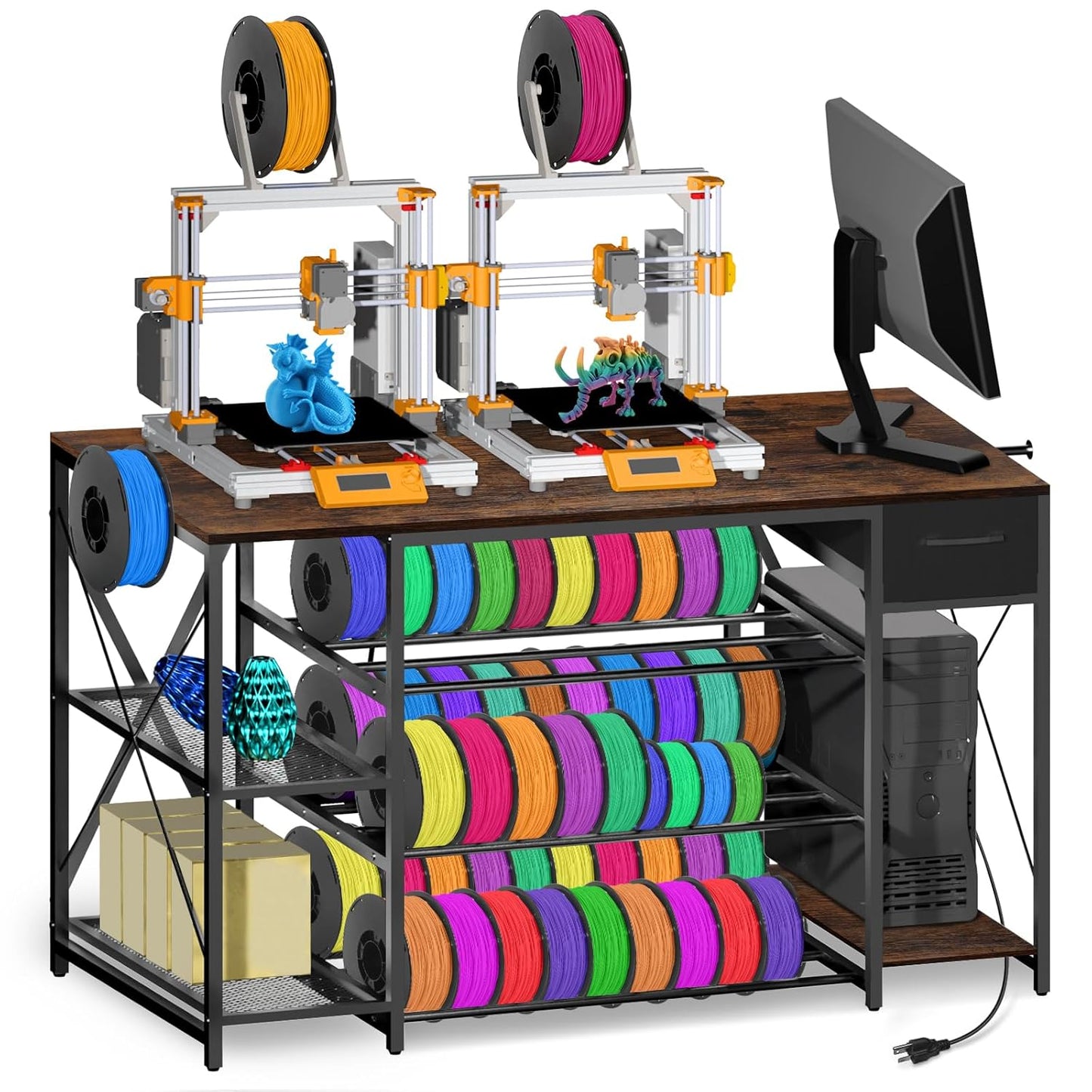 Heavy Duty 3D Printer Table with Storage for Home Office