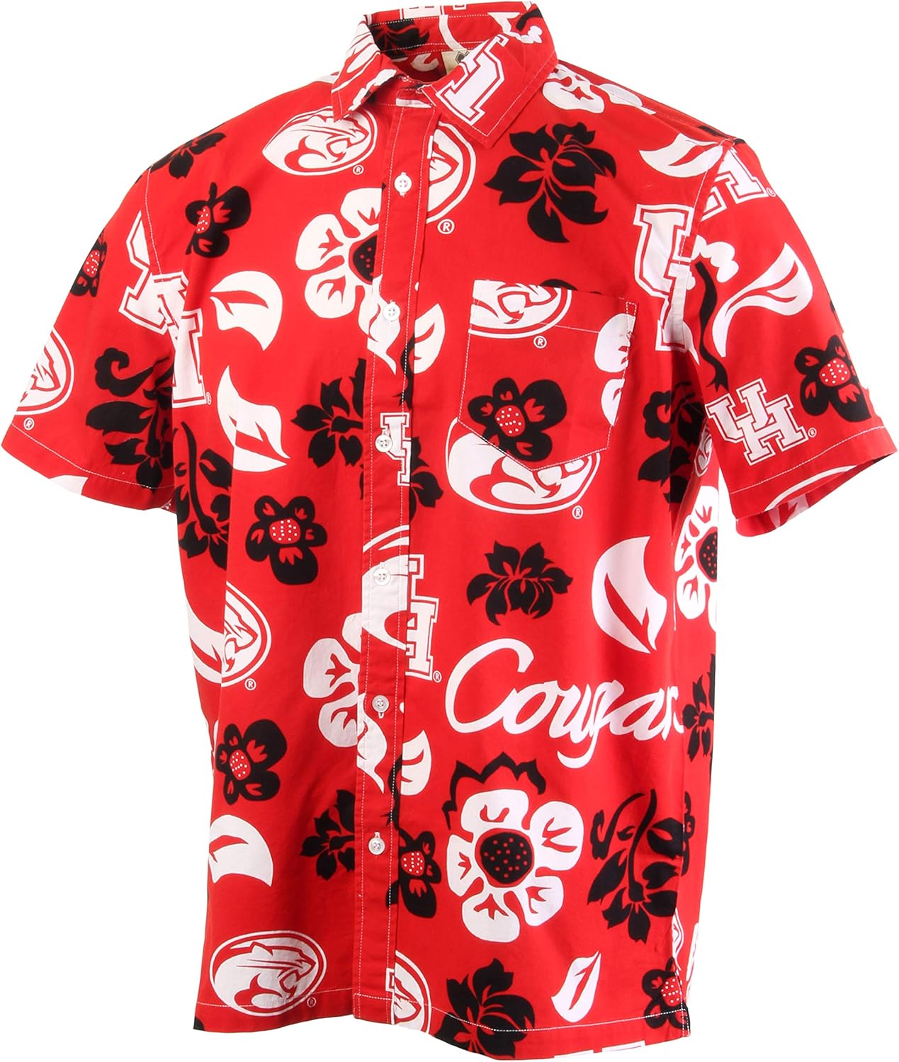 NCAA Mens Hawaiian Floral Button Down Shirt by Wes and Willy