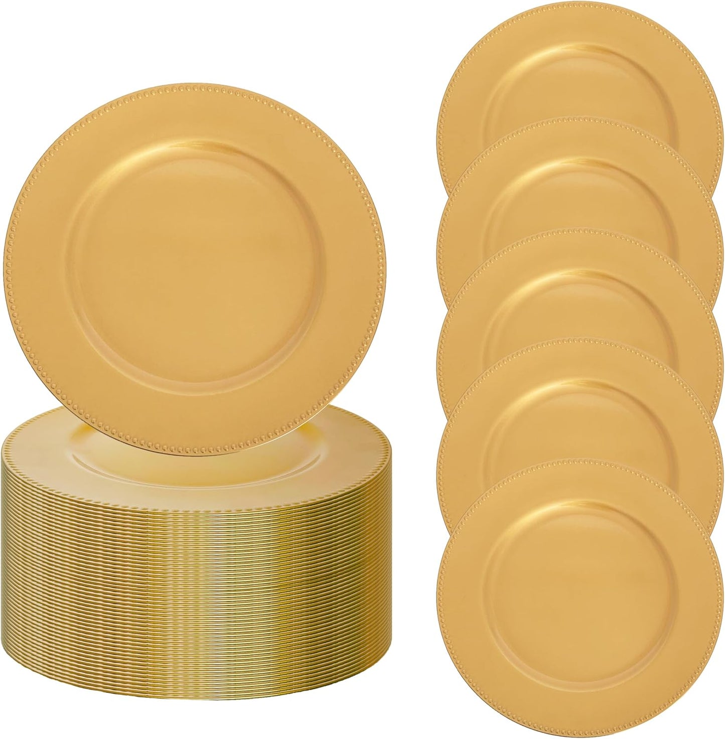 Glamorous Gold Beaded Charger Plates - Elegant Table Setting Essential