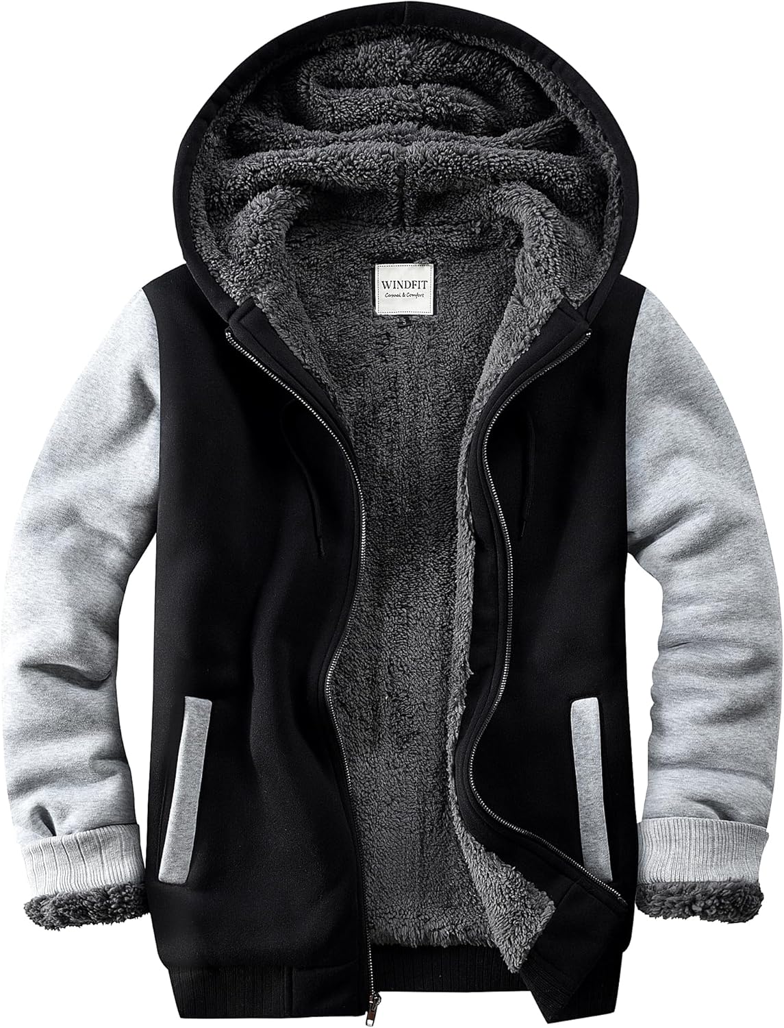 Men's Sherpa Jacket Heavyweight Zip Up Hoodie for Winter Wear
