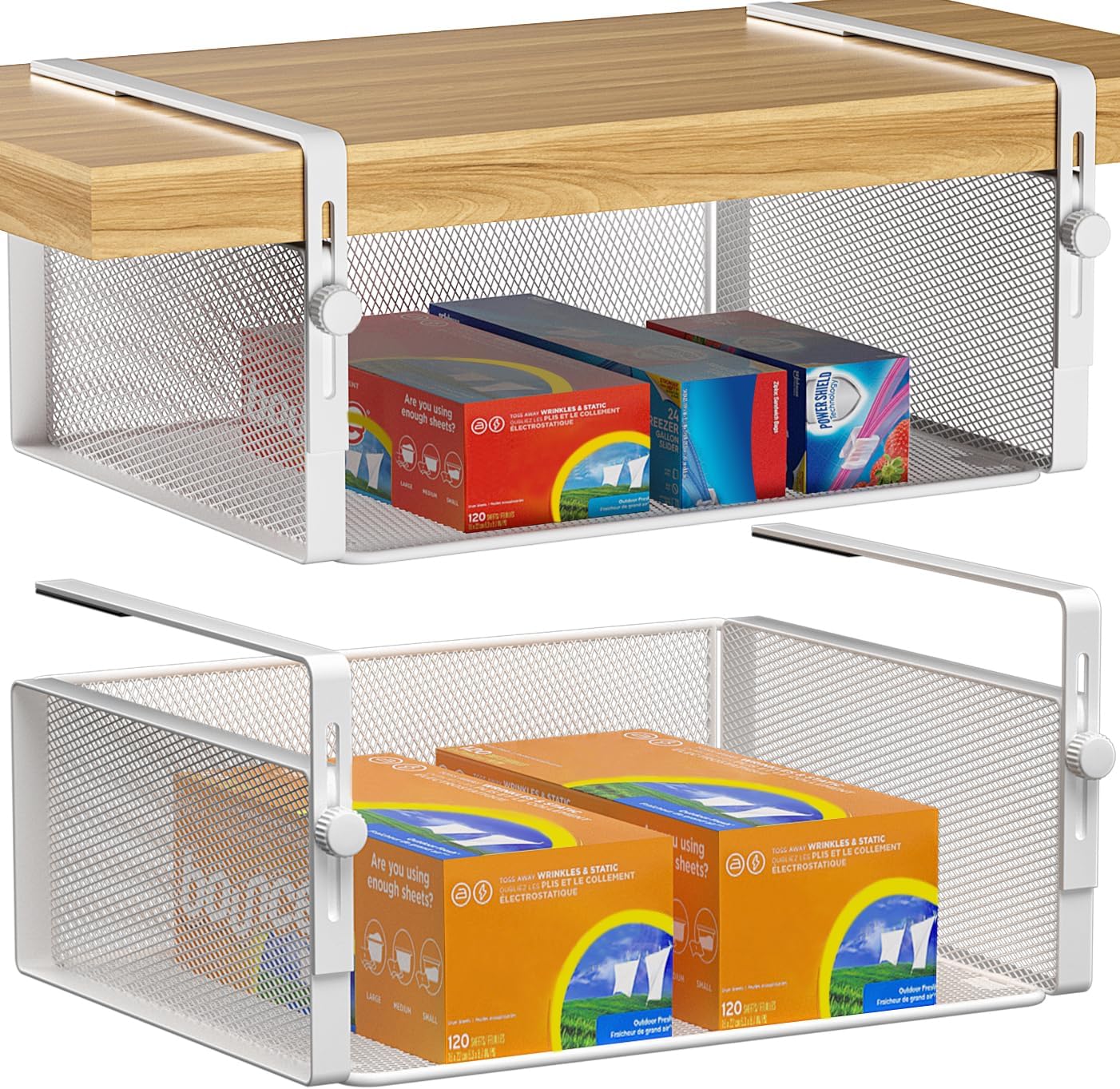 2Pack Under Shelf Basket Organizer for Kitchen and Pantry Storage