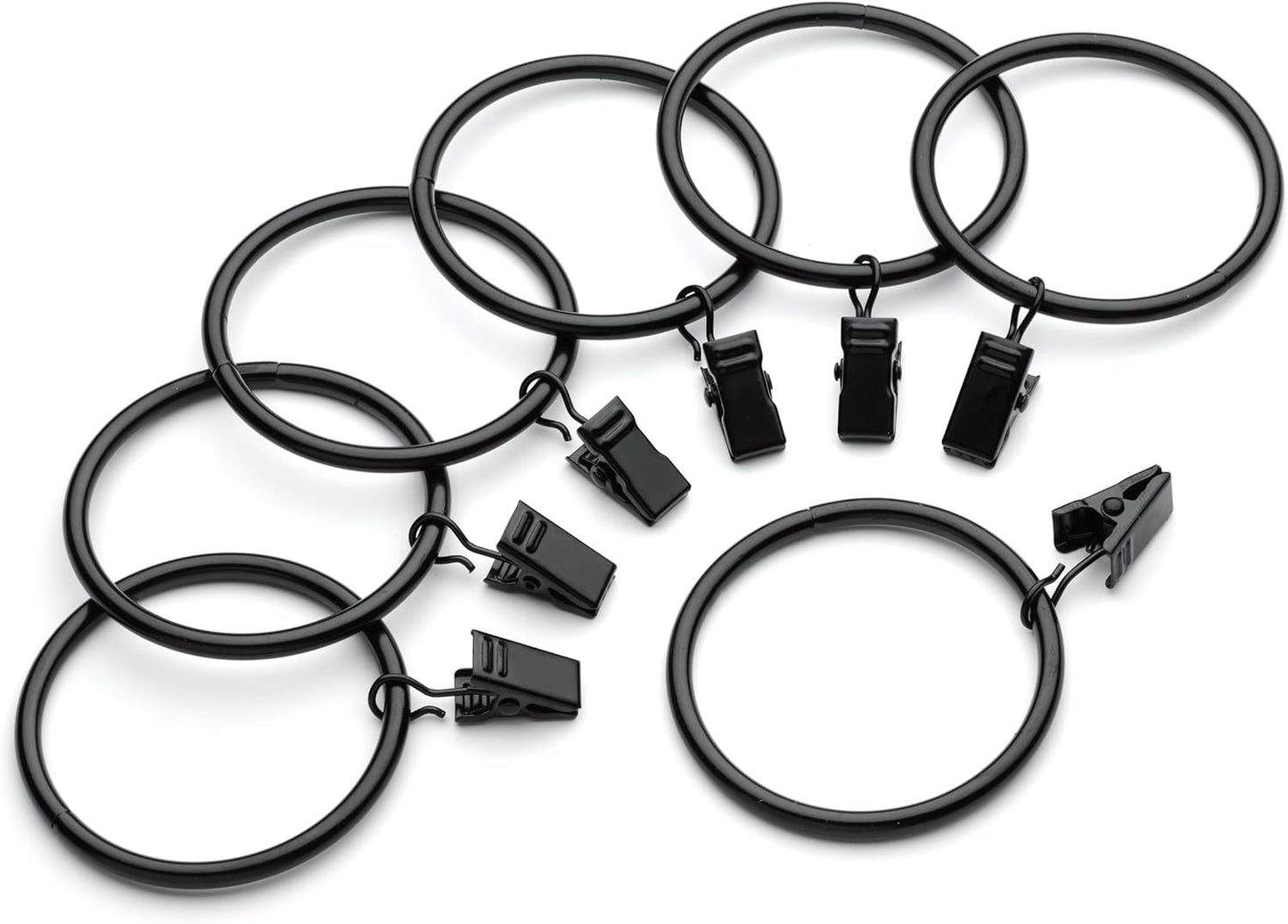 Enhance Your Space: 2 Inch Black Curtain Clip Rings Set of 14