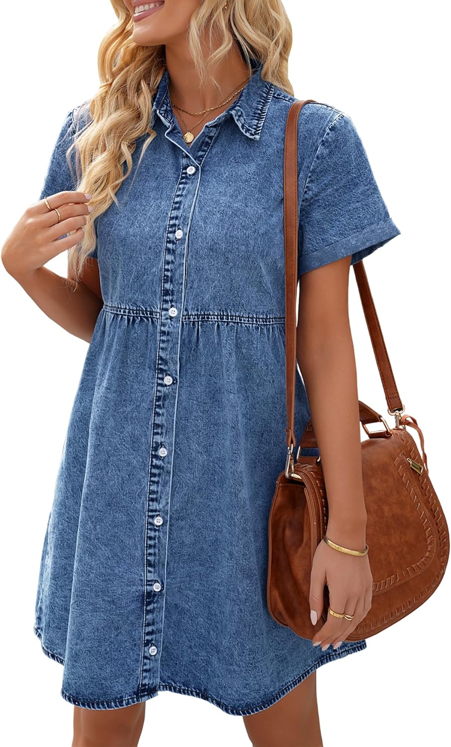LookbookStore Women's Denim Dress: Stylish Babydoll Design