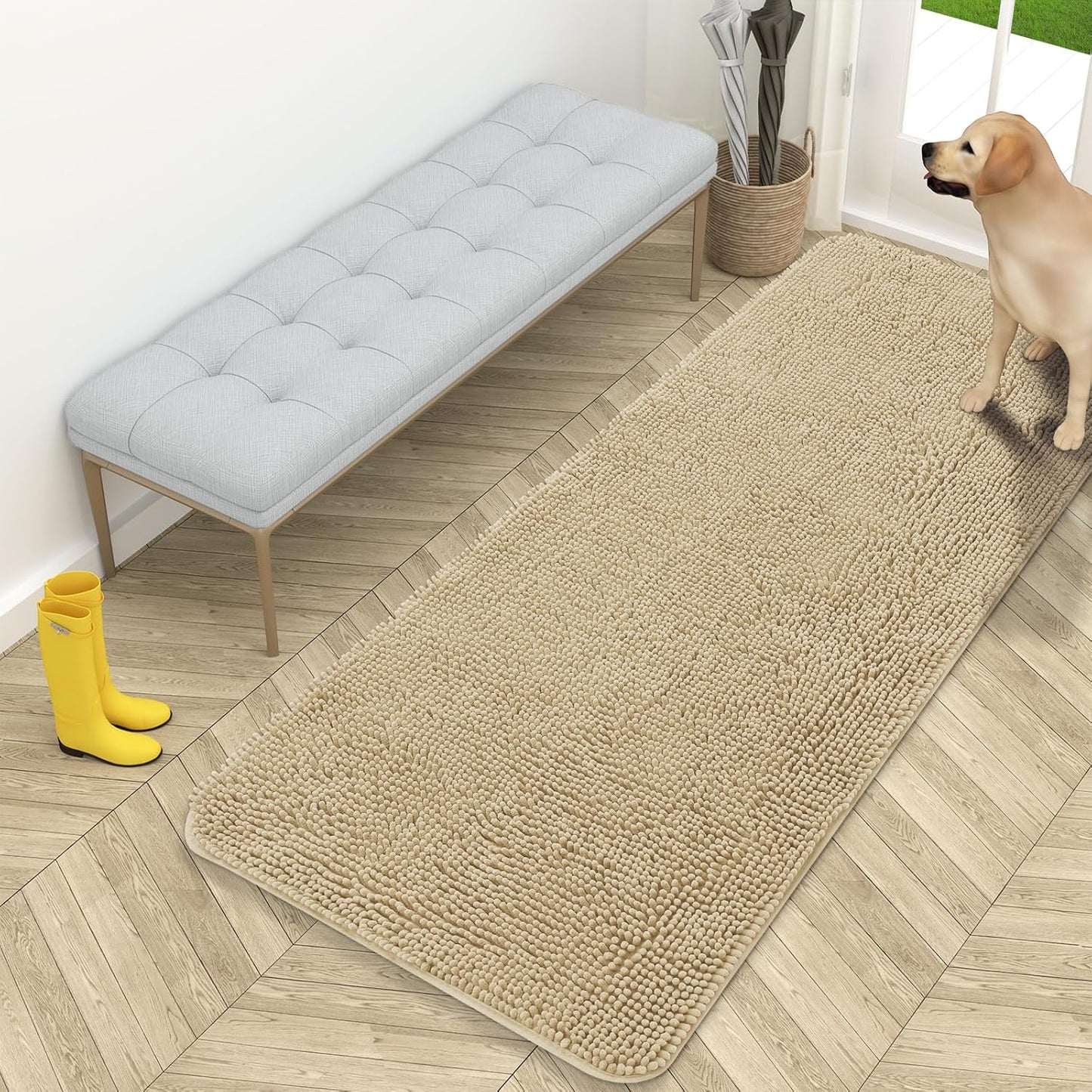 OLANLY Dog Door Mat for Muddy Paws Absorbs Moisture and Dirt