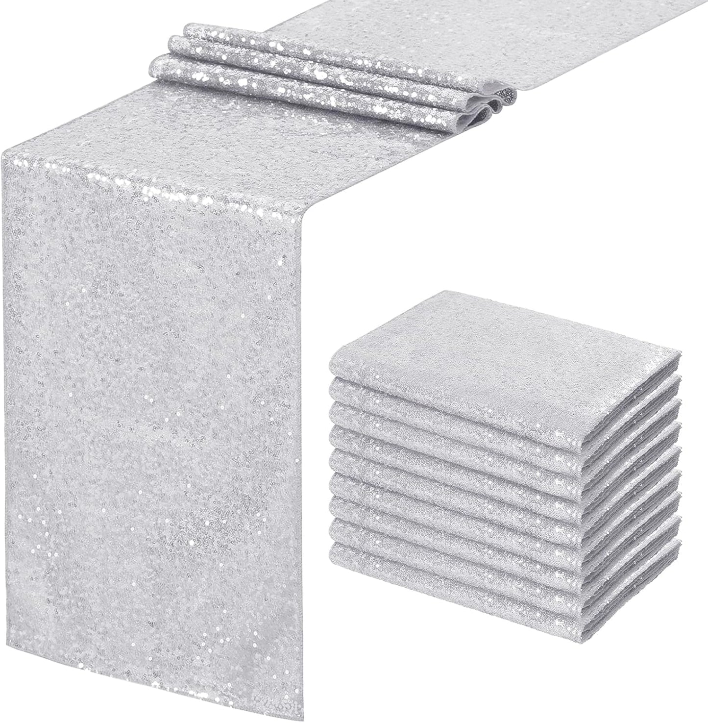 Silver Table Runner 10 Pack 12x72 Inch for Elegant Events