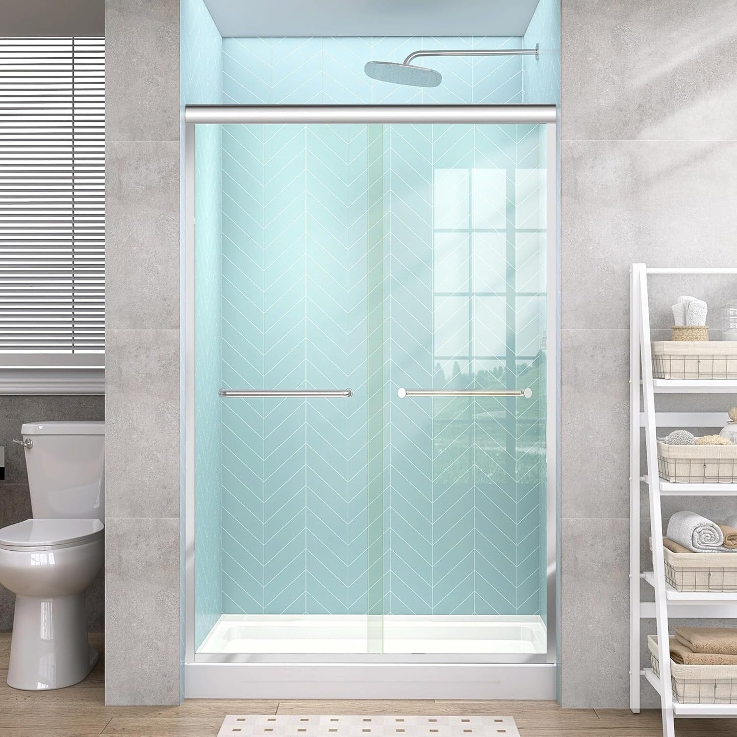 GETPRO Sliding Shower Door 44-48 in. W x 72 in. H for Your Bathroom