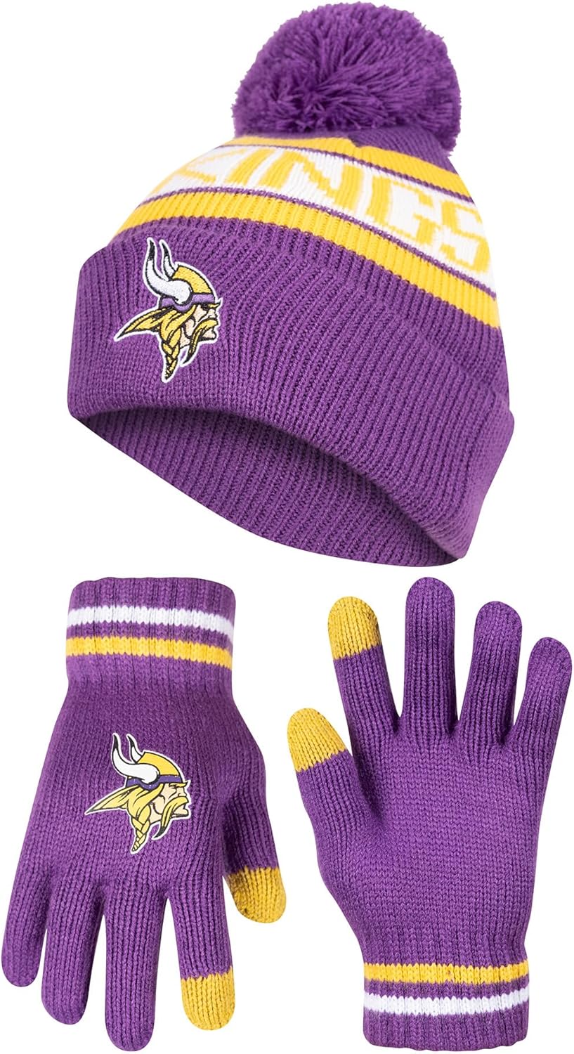 Ultra Game Youth NFL Beanie and Touch Screen Gloves Set