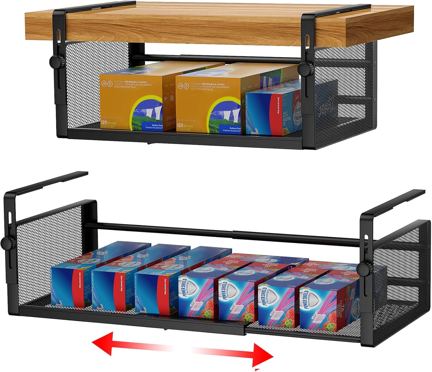 Adjustable Under Shelf Basket for Kitchen and Pantry Storage