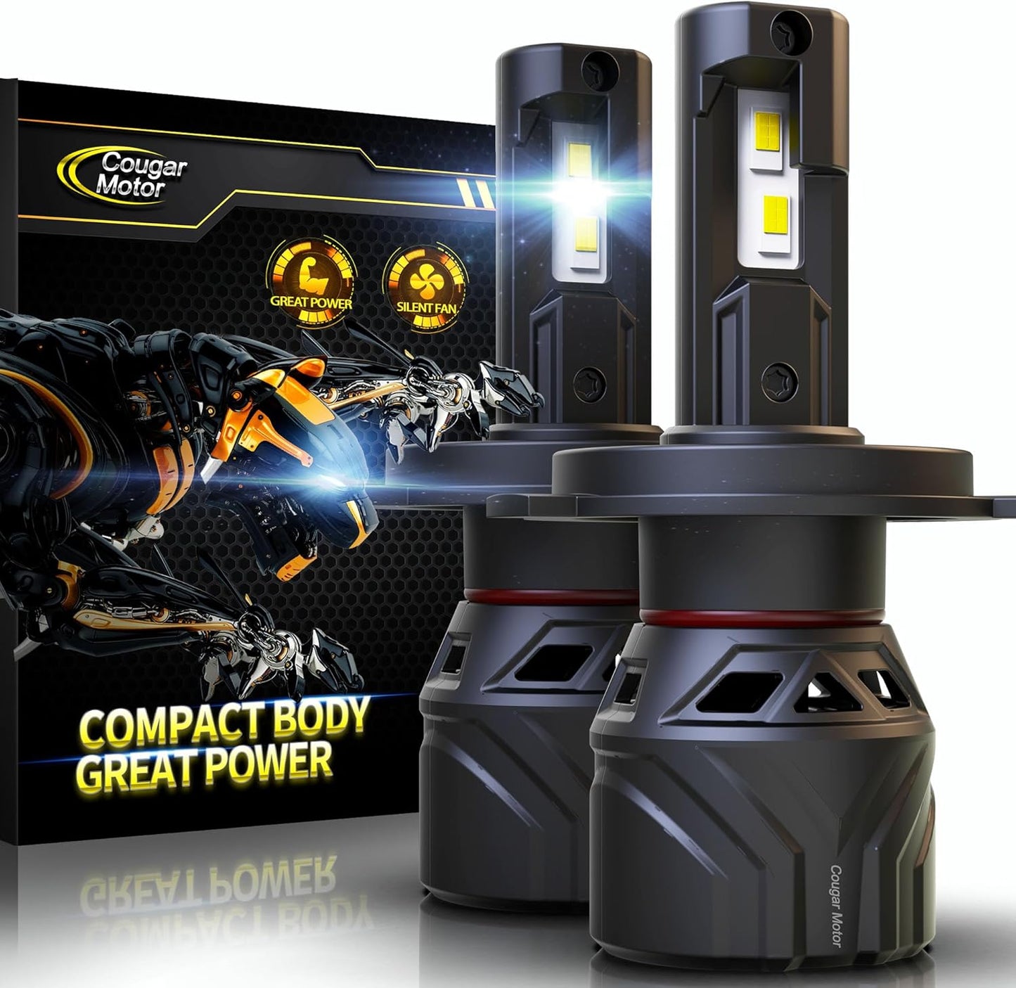 Cougar Motor H4 Bulbs - 6500K White Fog Lights for Safety