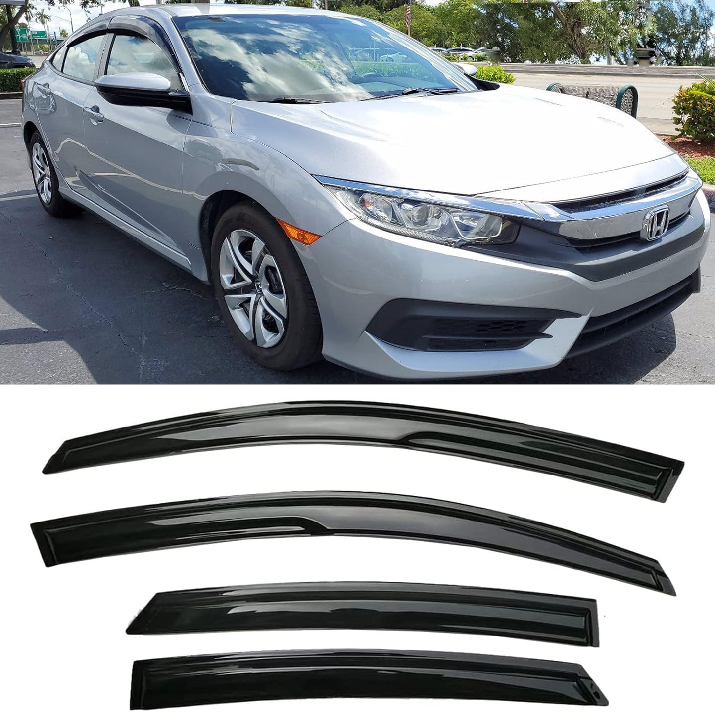 Window Visors Rain Guards for 2016-2021 Honda Civic Sedan
