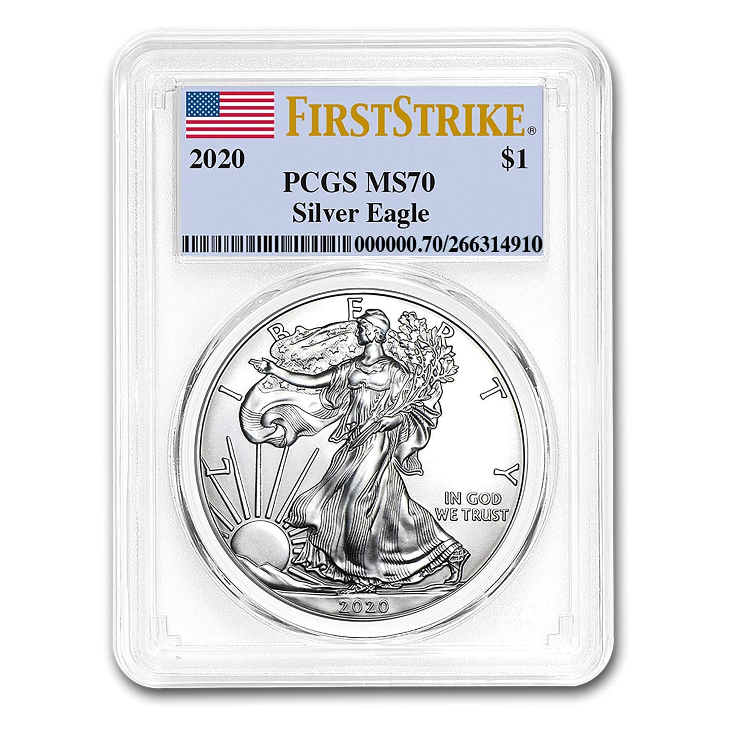 USA 2020 $1 American Silver Eagle Coin MS70 PCGS First Strike
