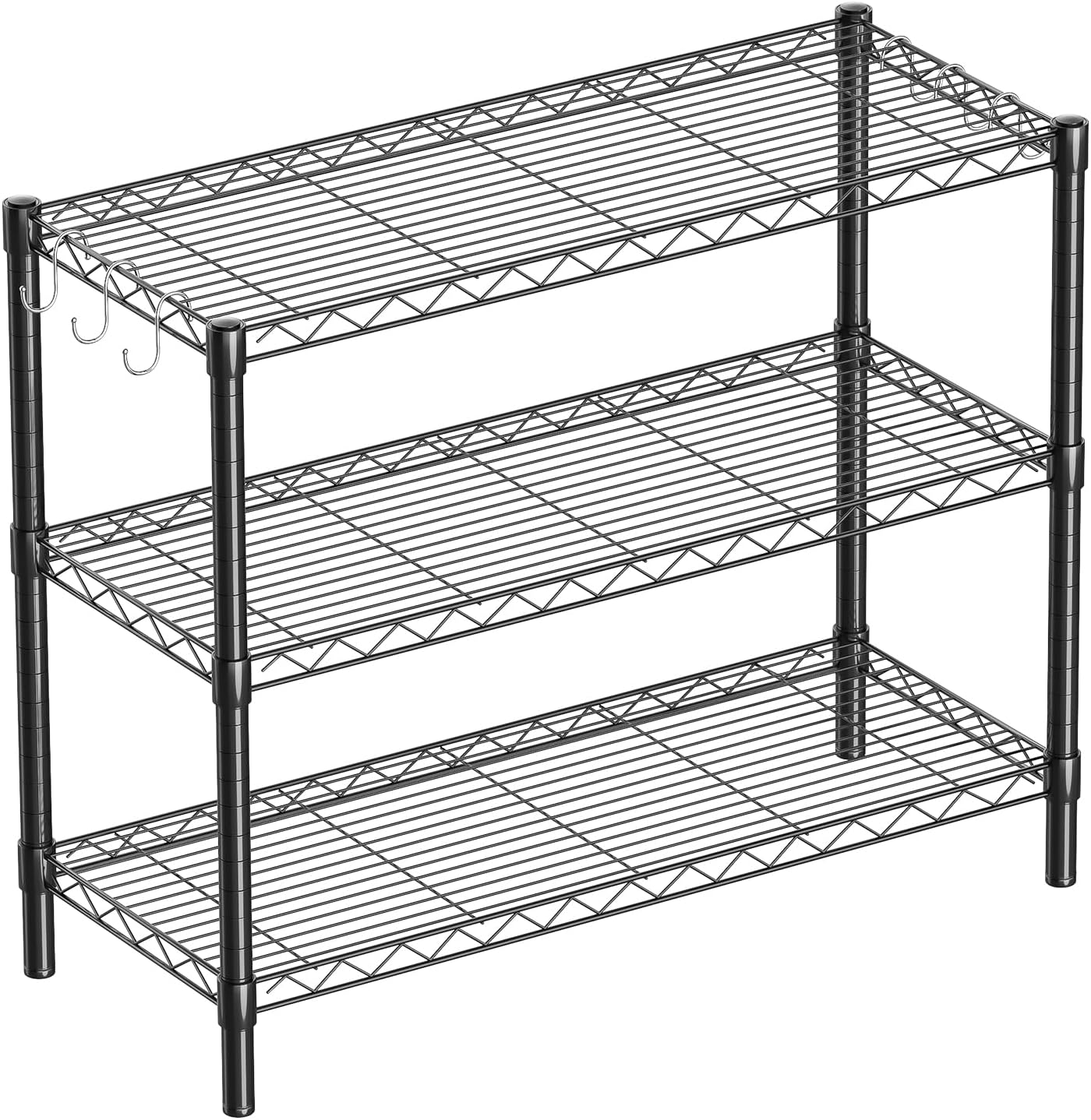 3-Shelf Adjustable Metal Shelf for Office, Kitchen, and More