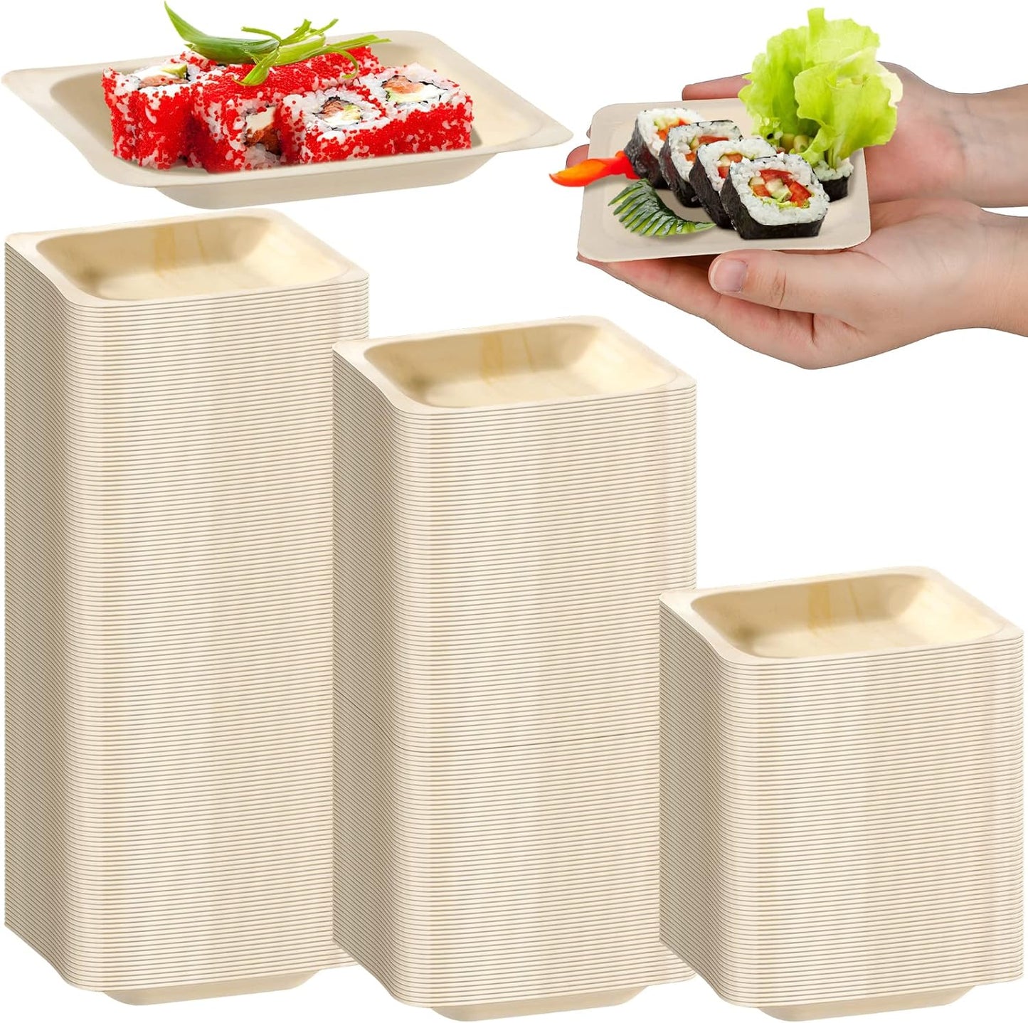 300 Pcs Disposable Square Palm Bowls for Parties and Events