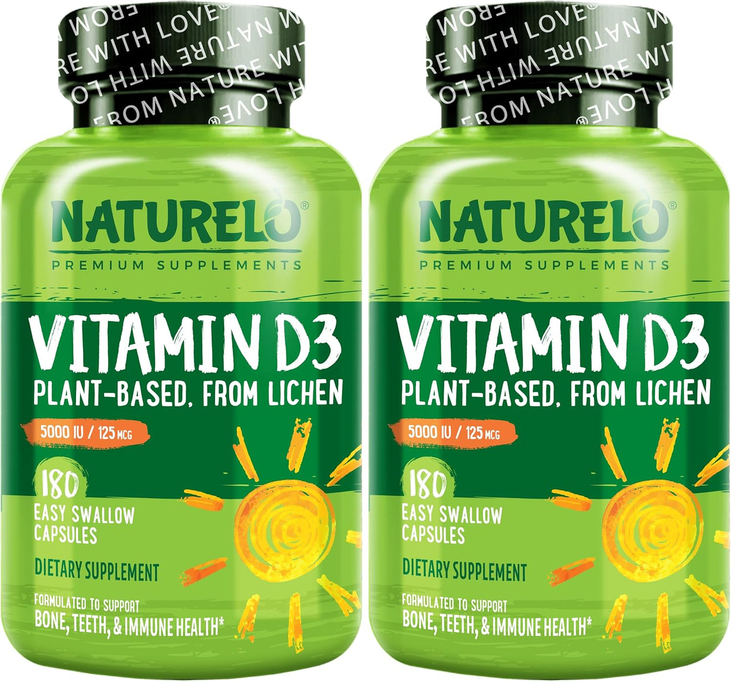 NATURELO Vitamin D3 5000 IU - Plant Based Immune Support
