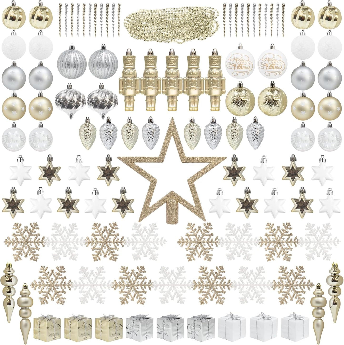 ITART 115pcs Christmas Tree Ornaments Set for Holiday Decor