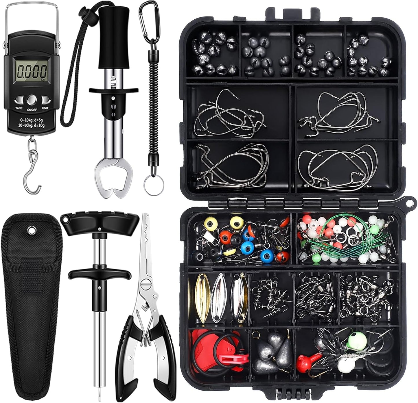 Ultimate 194-Pc Fishing Kit: Tackle, Weigh, & Rel ease Like a Pro!