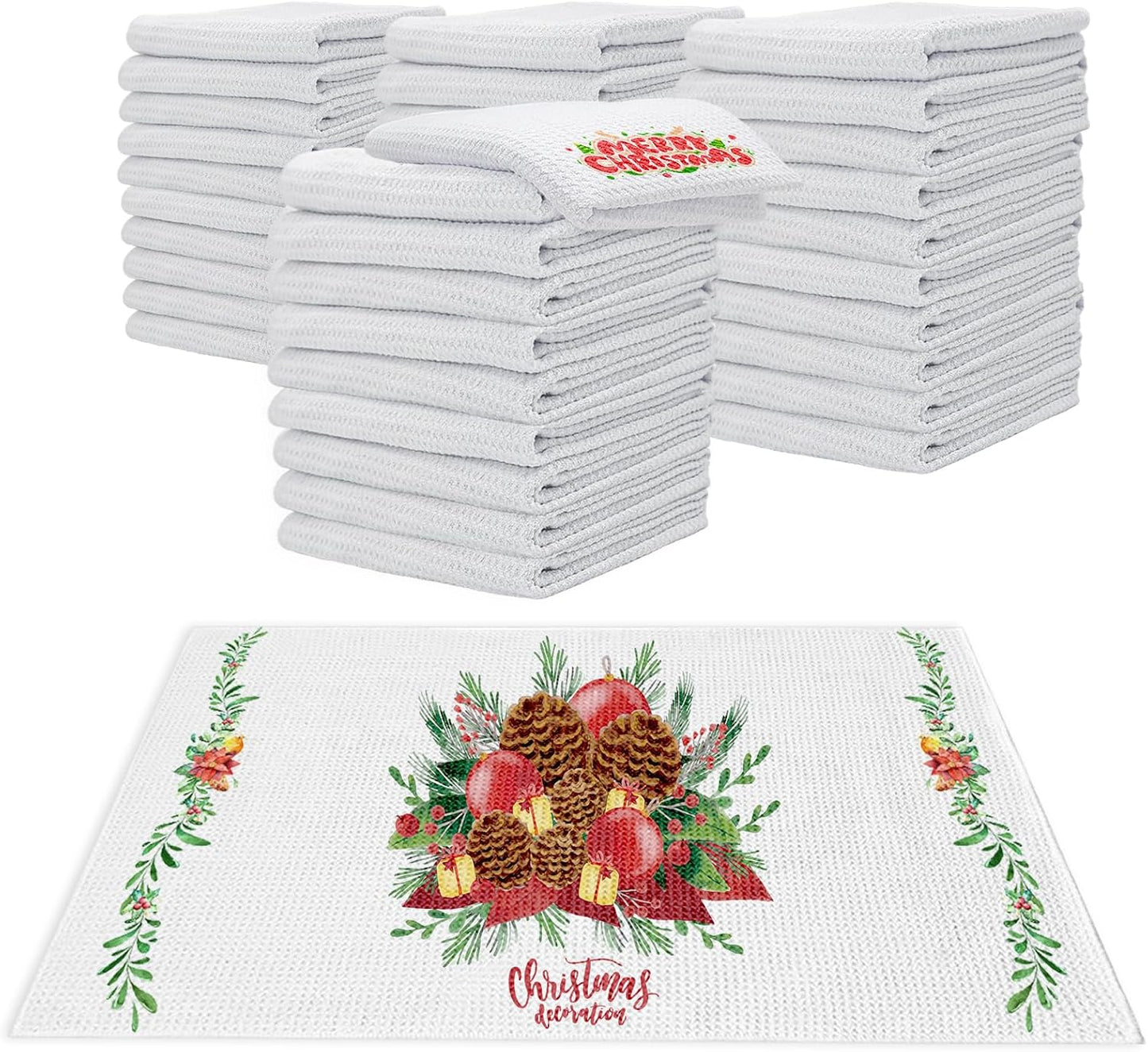 40 Pack Sublimation White Towels for Creative Heat Transfer