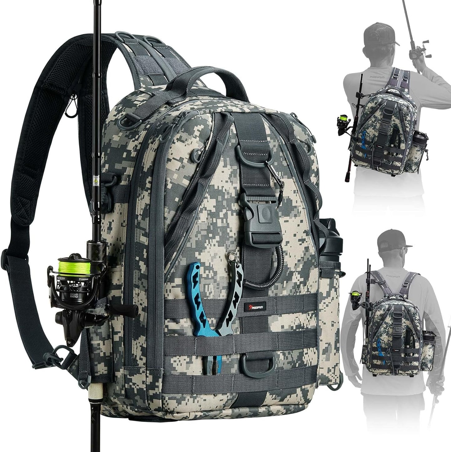 Piscifun Fishing Backpack with Rod Holder for Outdoor Adventures