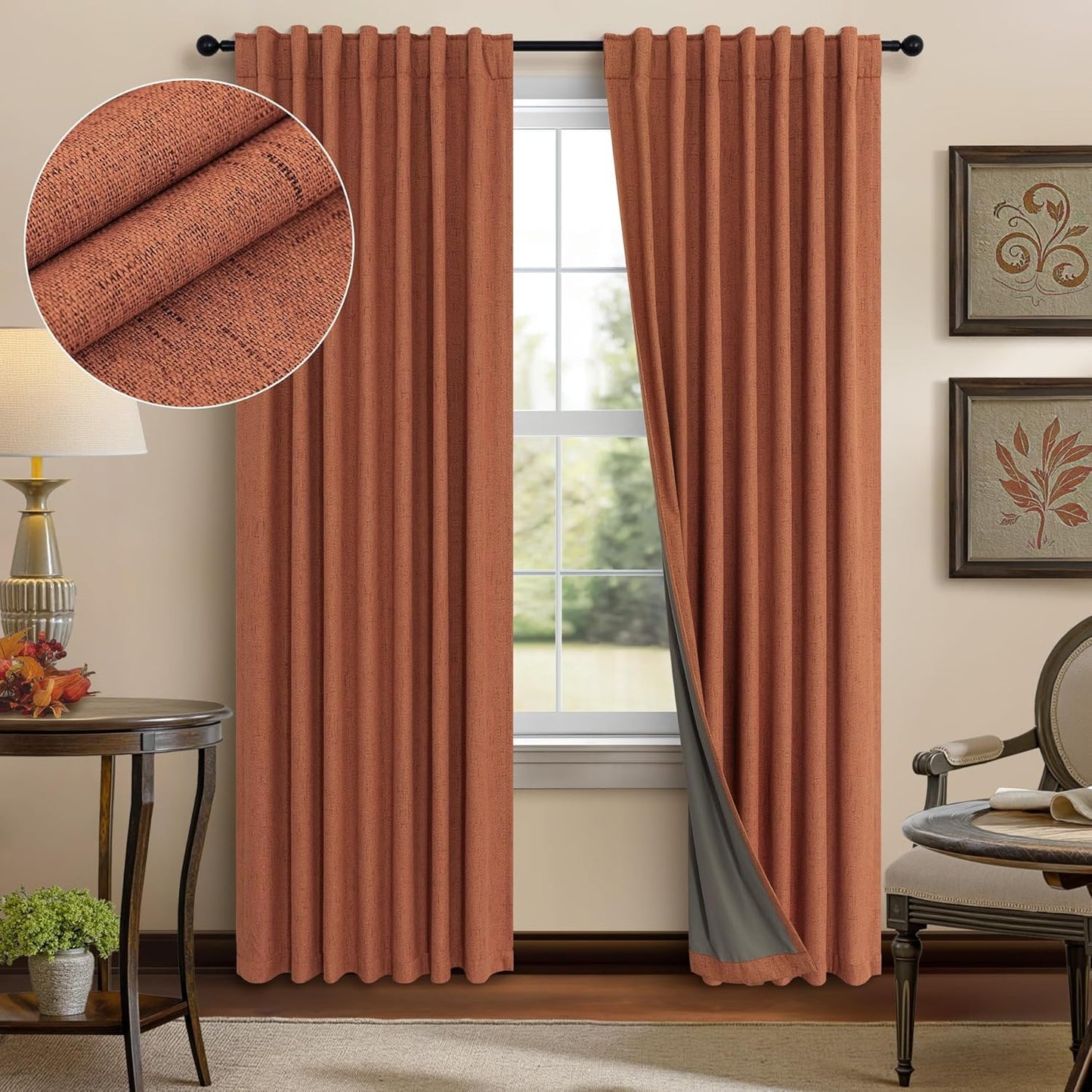 Pitalk Terracotta Blackout Curtains for Nursery and Bedroom