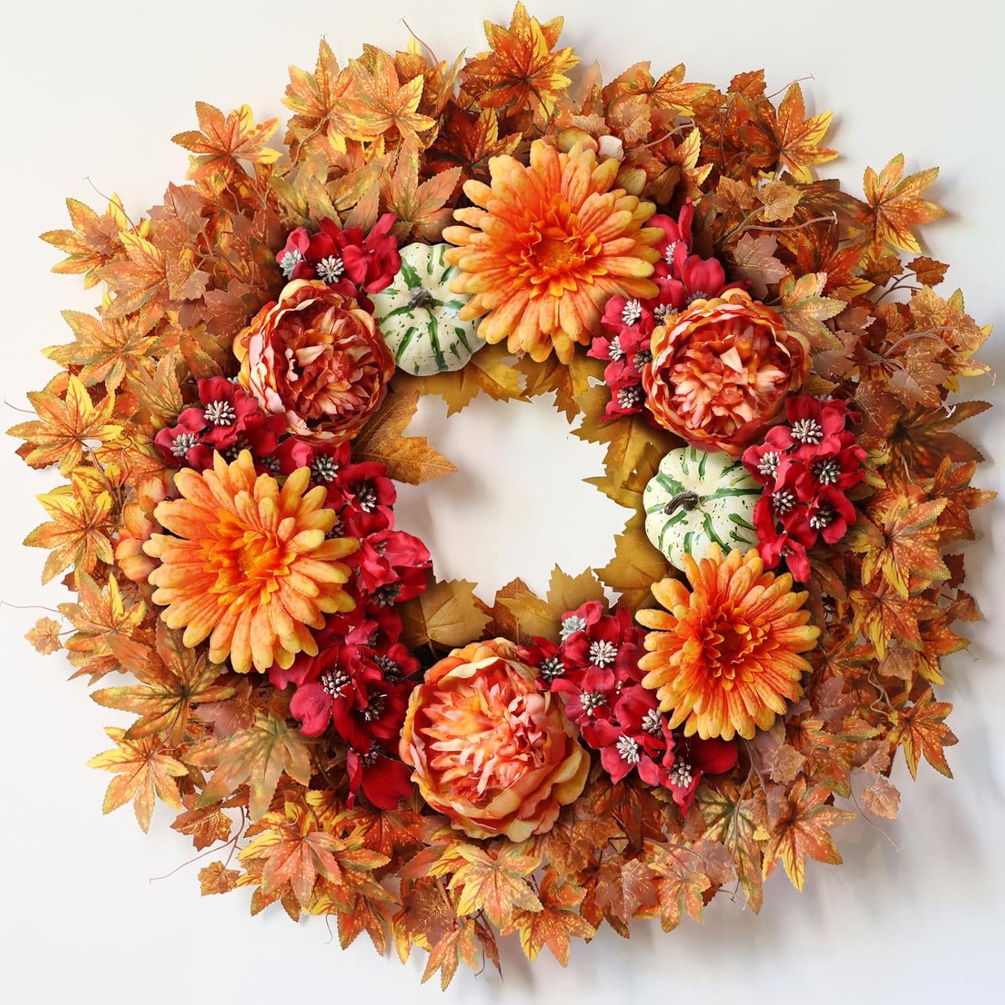 26 Fall Wreath for Front Door - Large Artificial Maple Leaves