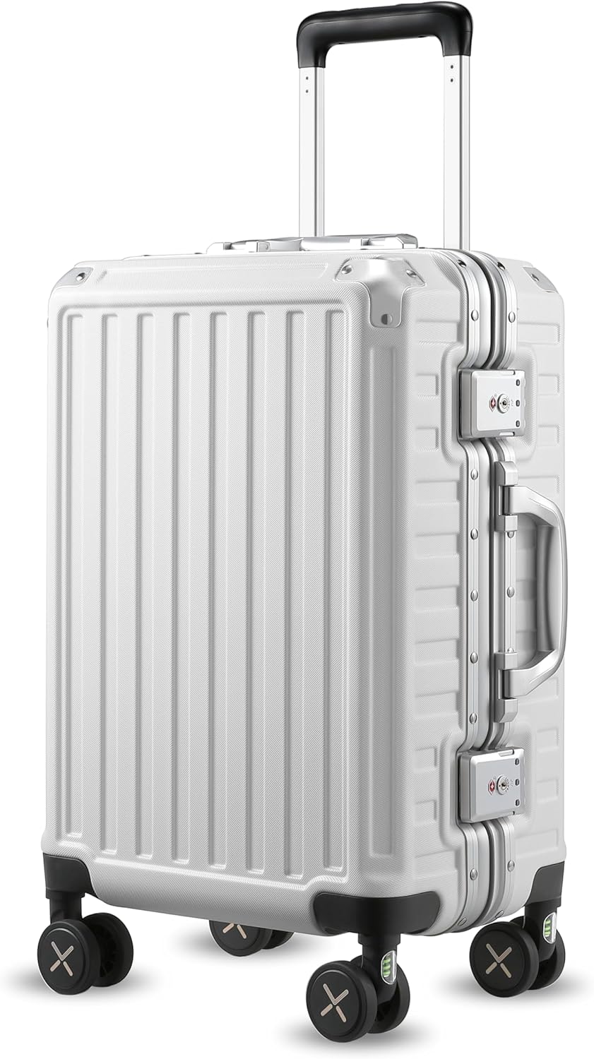 LUGGEX Aluminum Frame Luggage with Spinner Wheels for Travel
