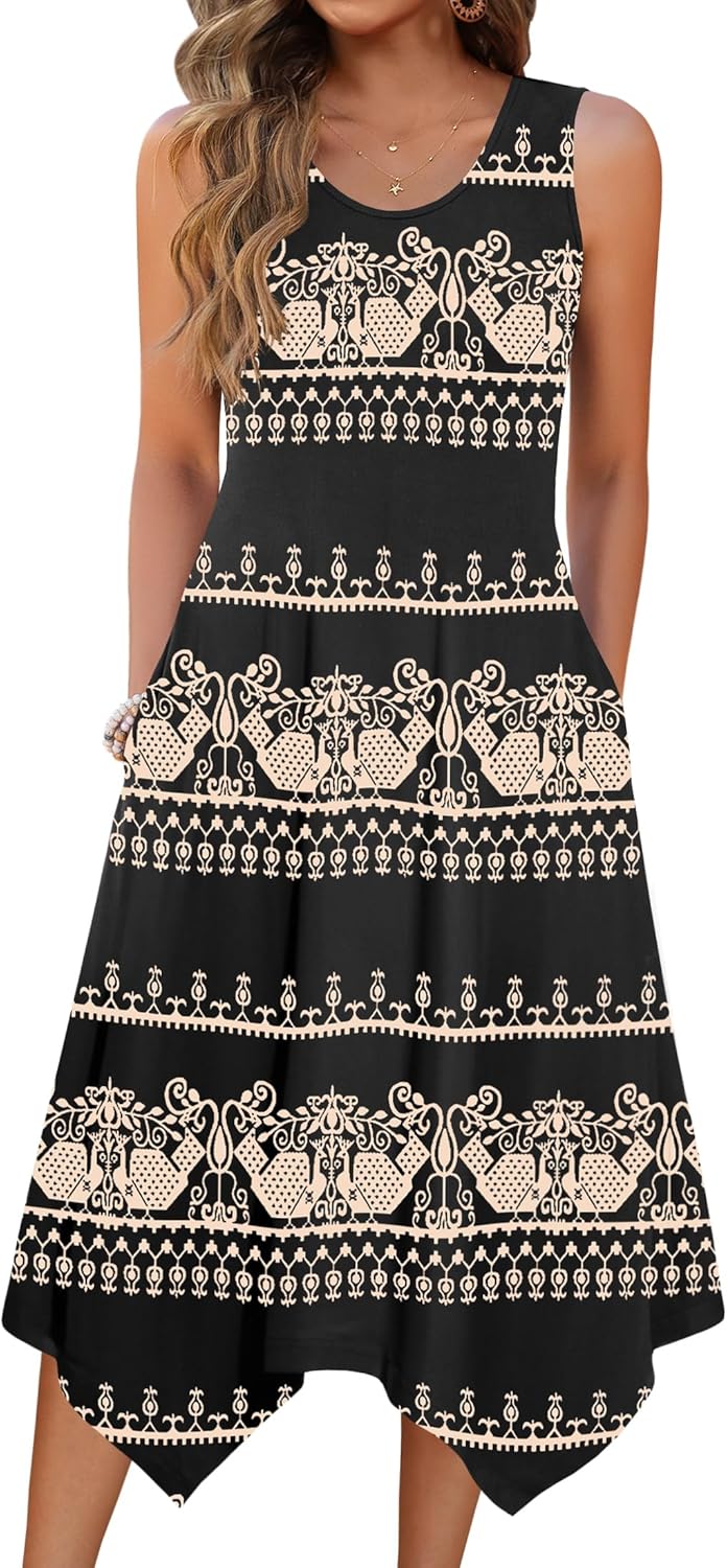Zeagoo Womens Casual Summer Tank Dress with Pockets and Flare