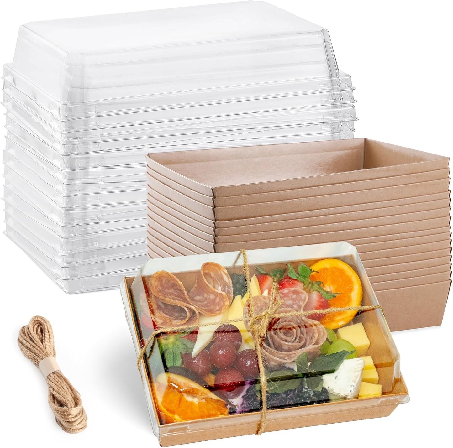 Sturdy 50 Pack 7x5 Charcuterie Boxes with Clear Lids for Food