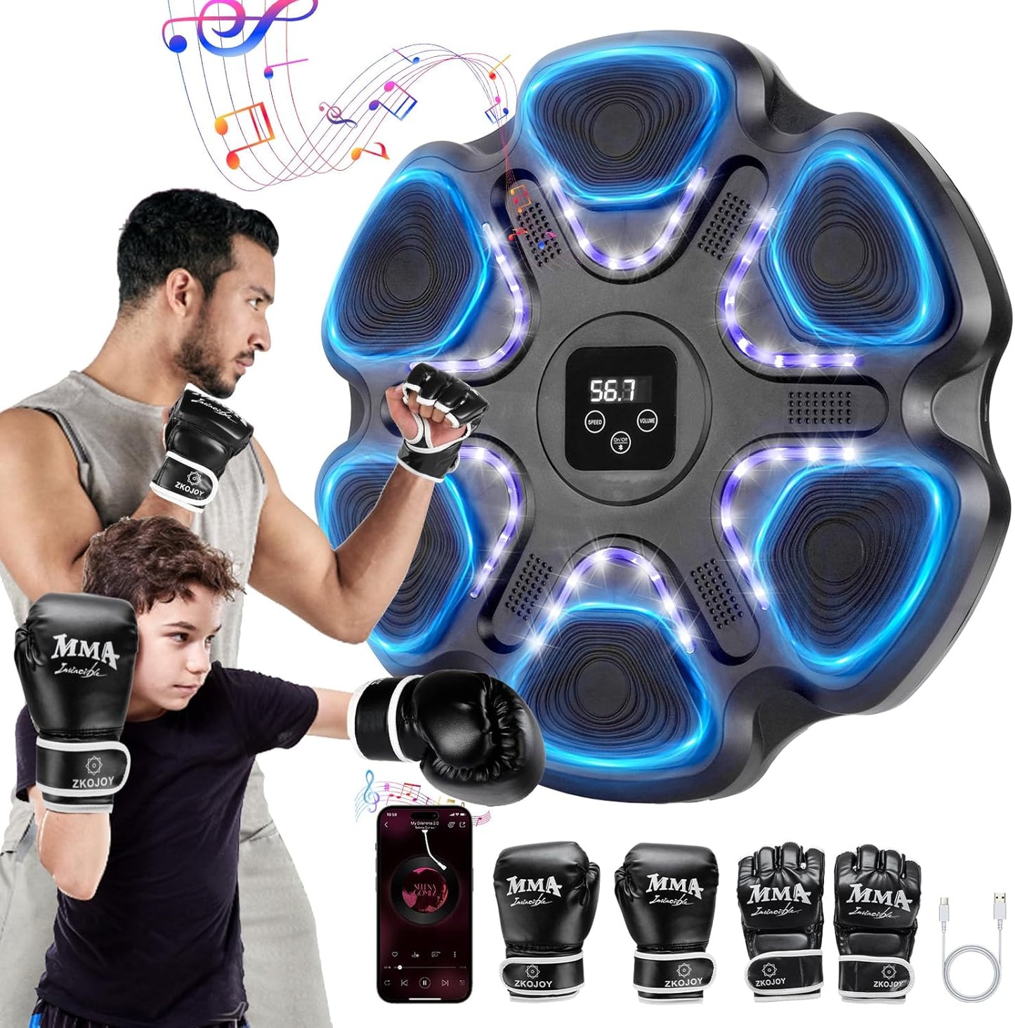 ZKOJOY Interactive Boxing Trainer - 9 Modes & Speeds