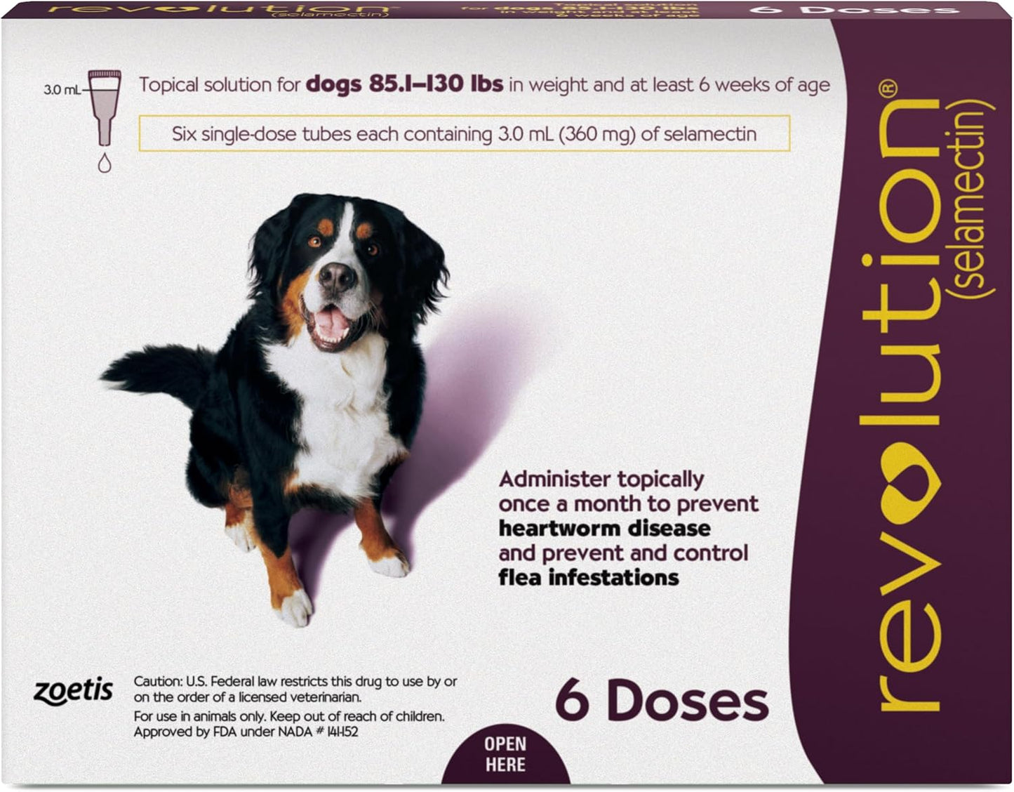 Revolution Topical Solution for Dogs 85.1-130 lbs - 6 Tubes