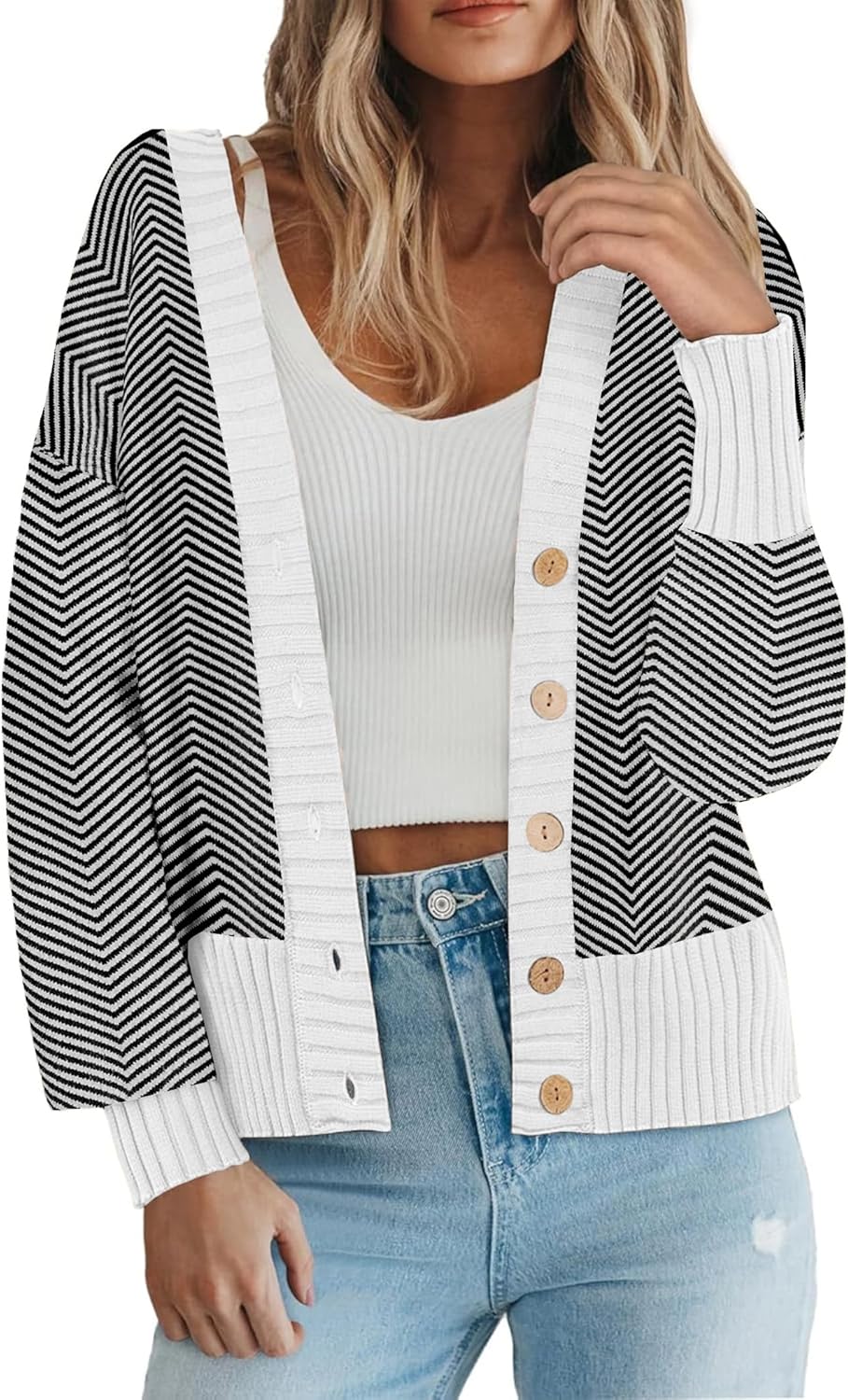 Zeagoo Women's Oversized Button V Neck Cardigan for Fall 2025