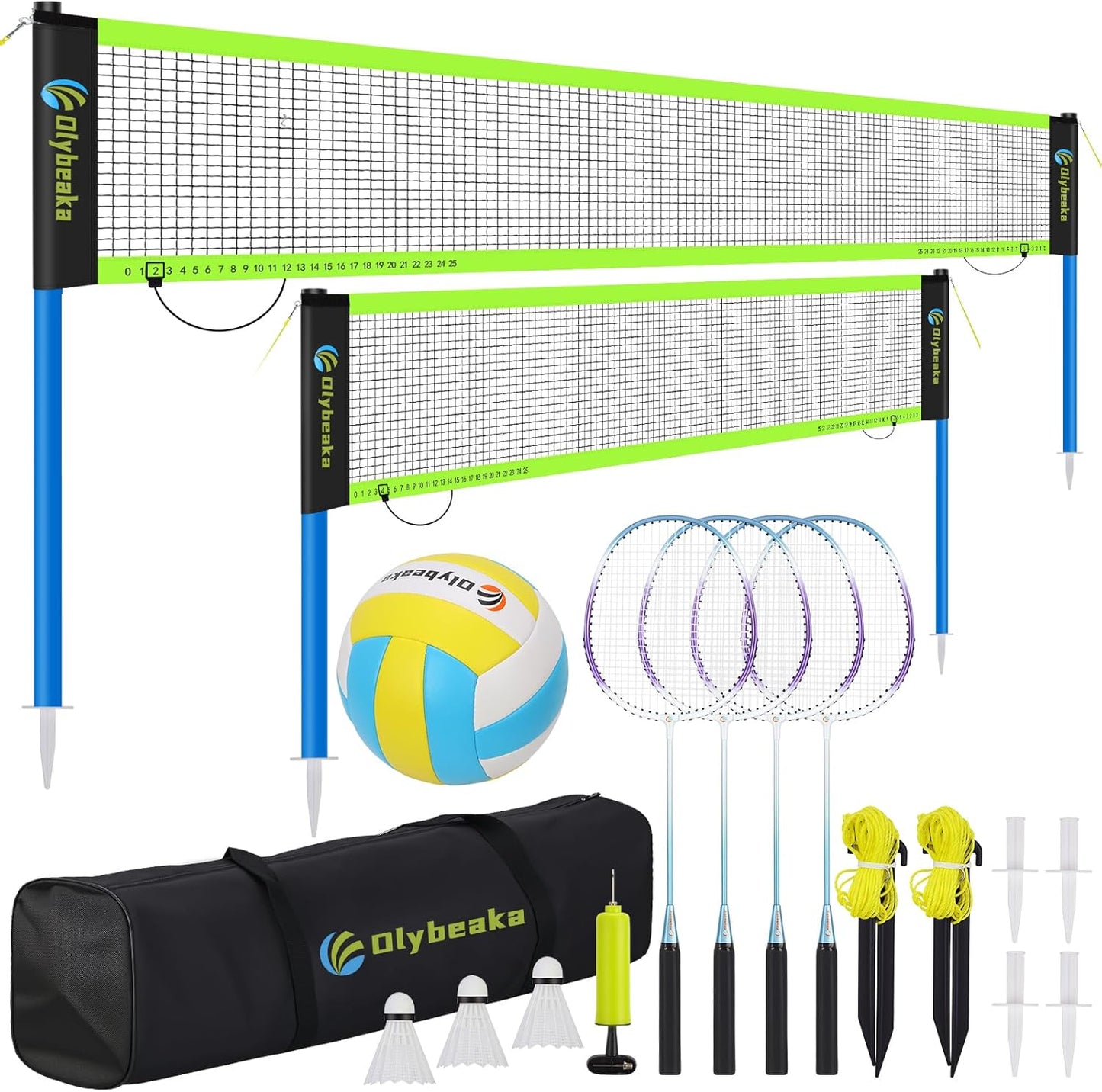 Outdoor Volleyball & Badminton Combo Net Set for Backyard Fun