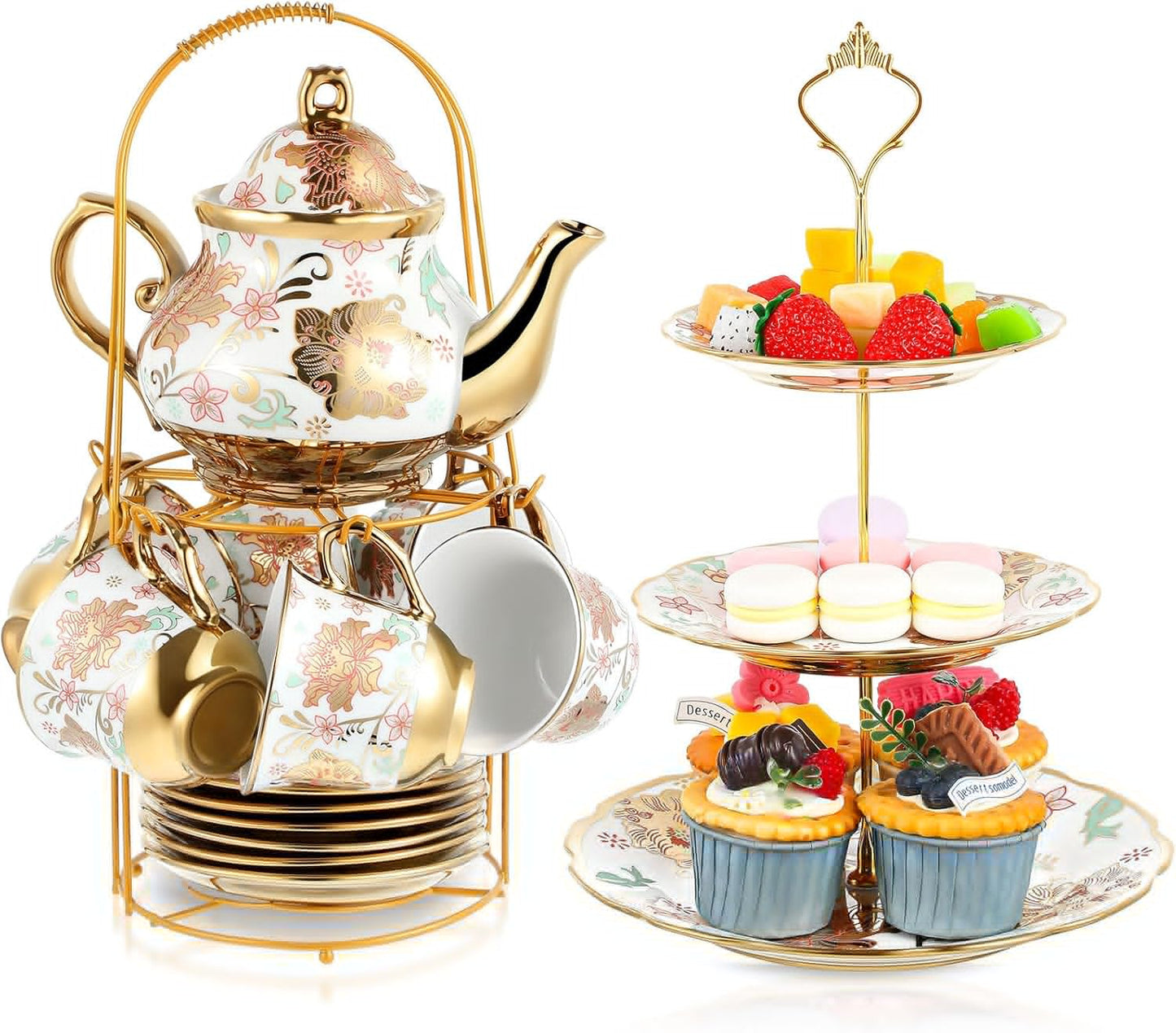 Maxcheck 21 Pcs Tea Party Set for Adults with Cake Stand