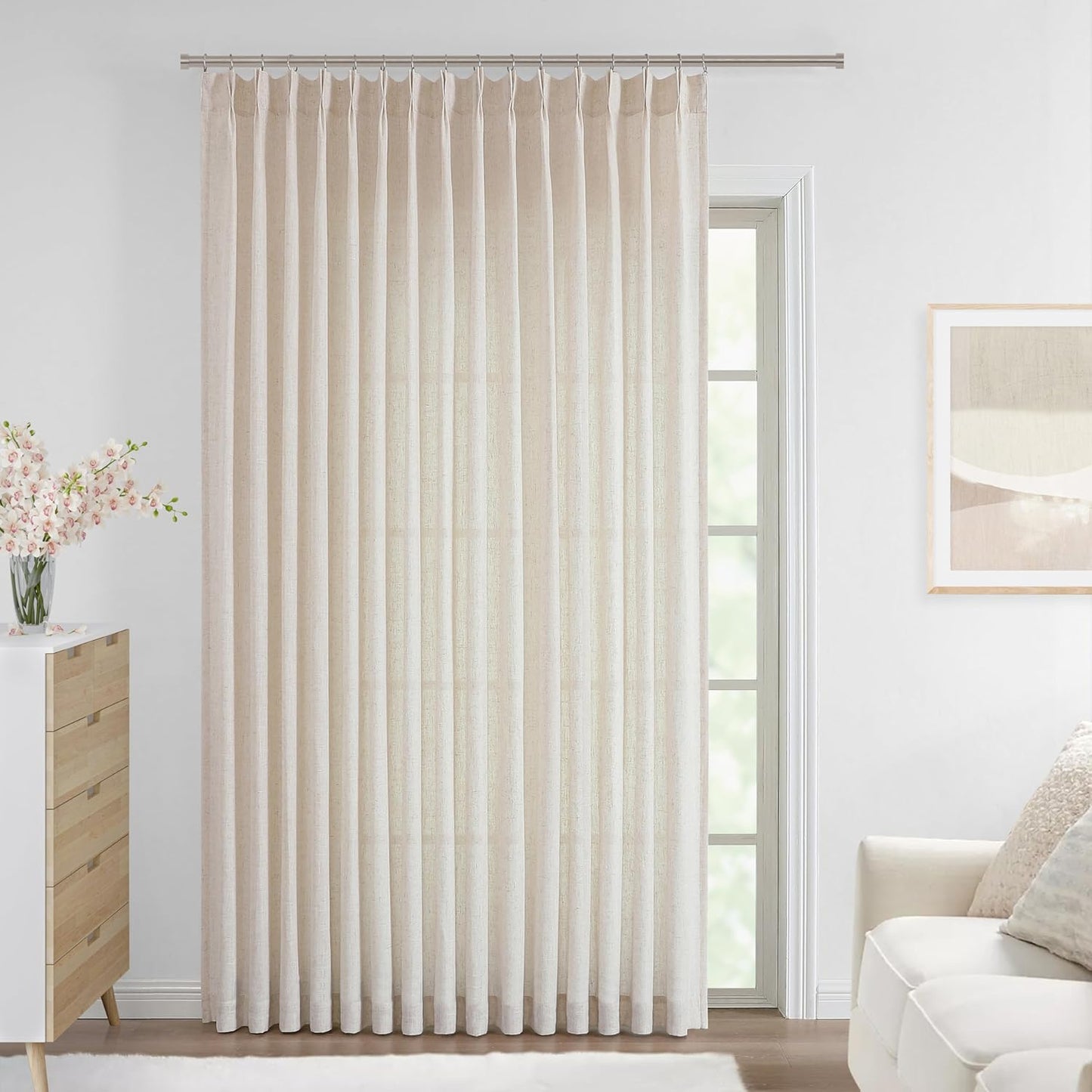 Natural Pinch Pleated Semi Sheer Curtains for Elegant Spaces