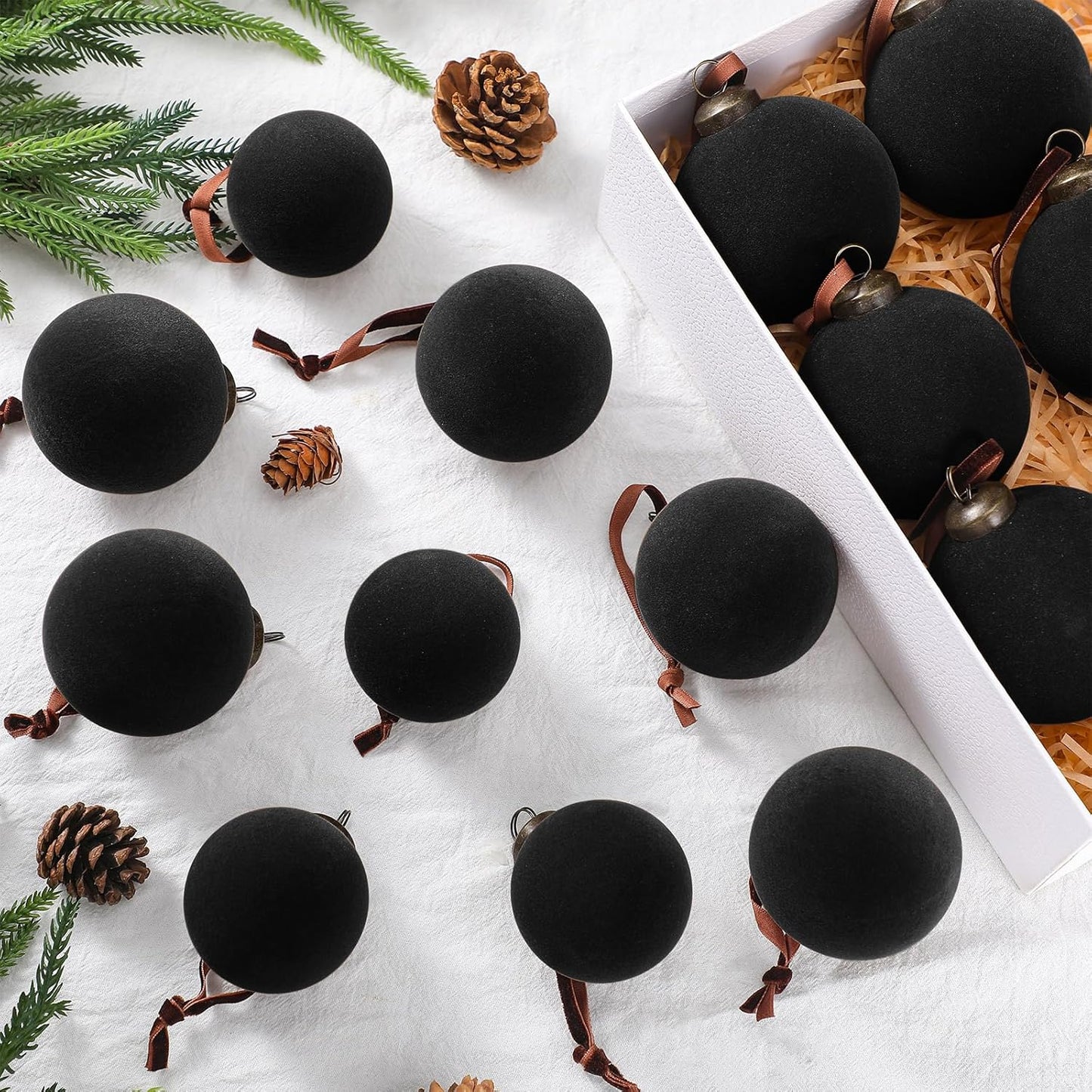 18 Pcs Velvet Christmas Balls for Festive Tree Decorations
