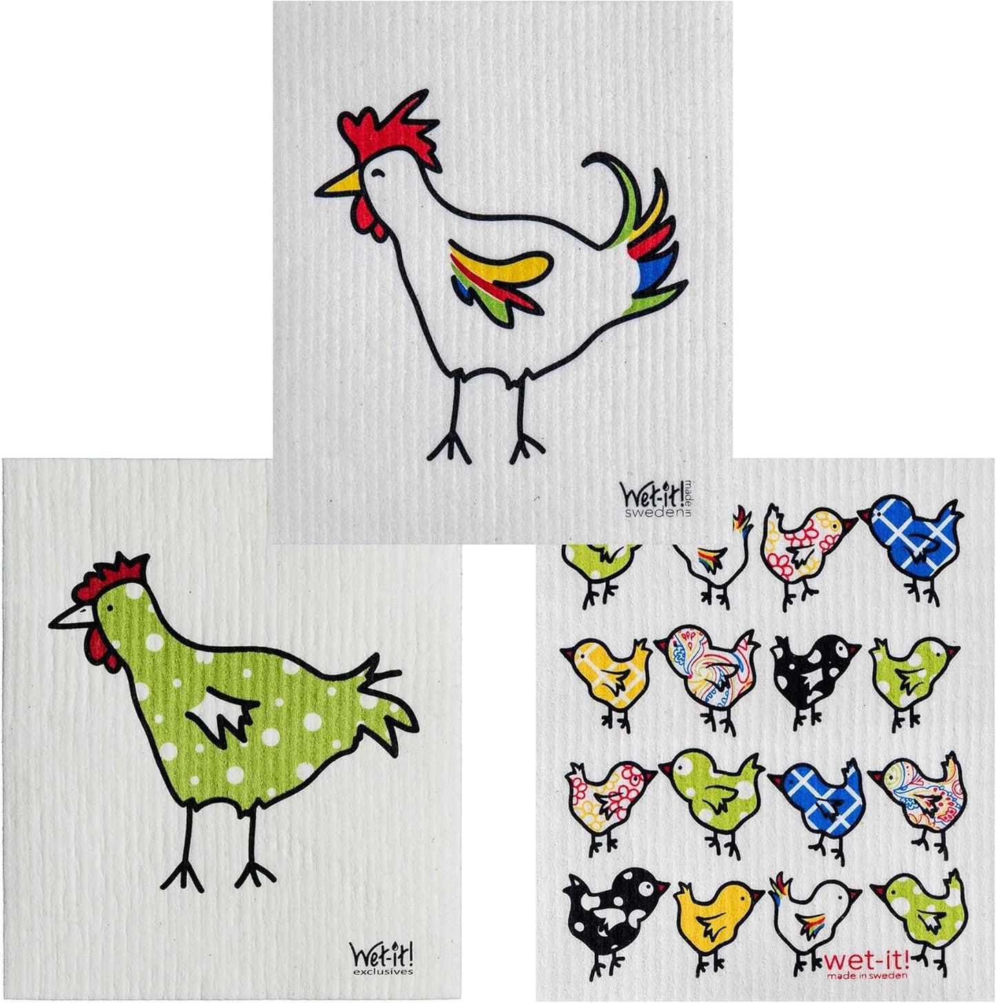 Chore-saving Chickens: Wet-It Swedish Dishcloth Set