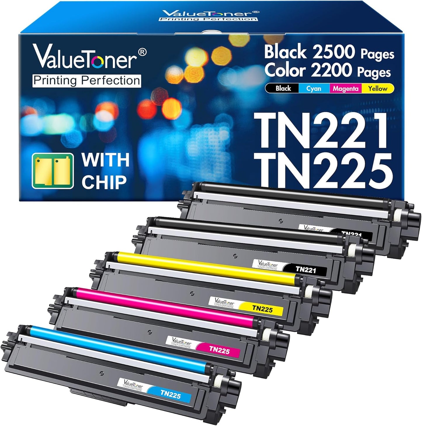 Valuetoner Compatible TN221 Toner Cartridges for Brother Printers