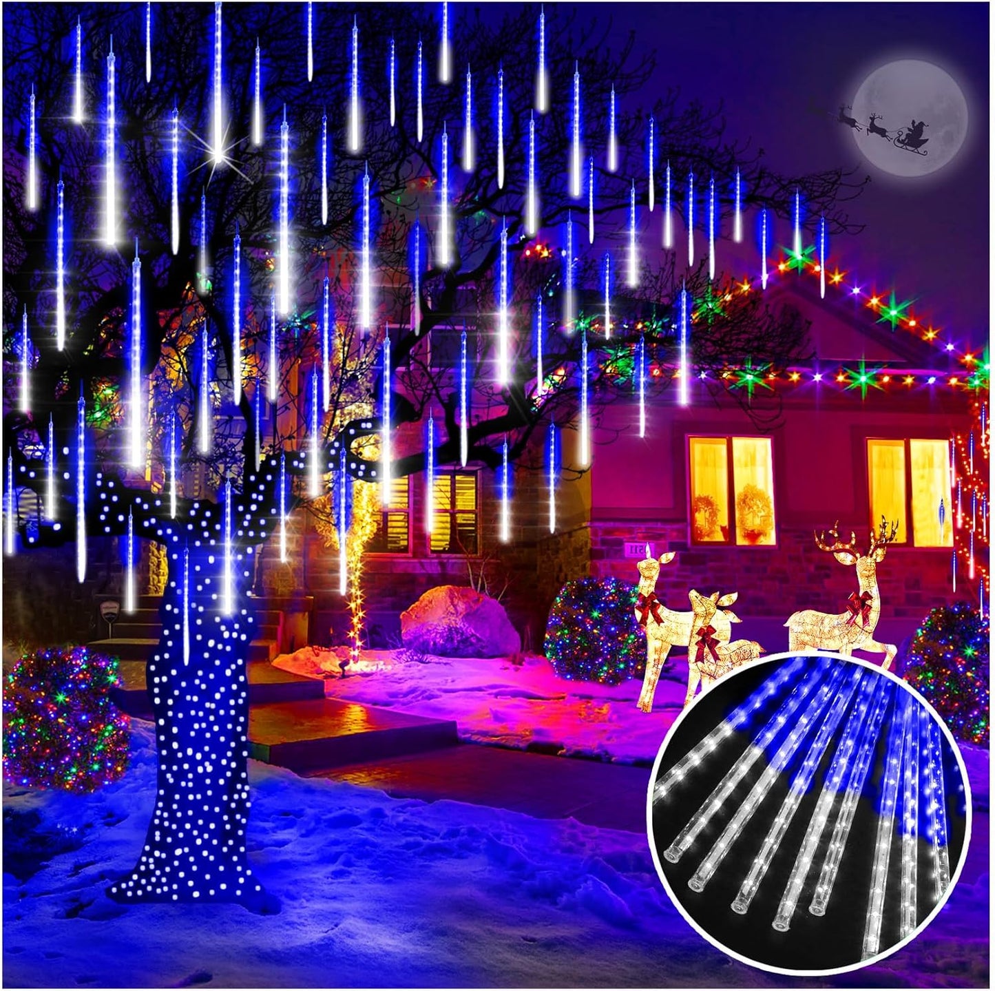 Stunning 40 Tubes LED Meteor Shower Lights for Outdoor Decor
