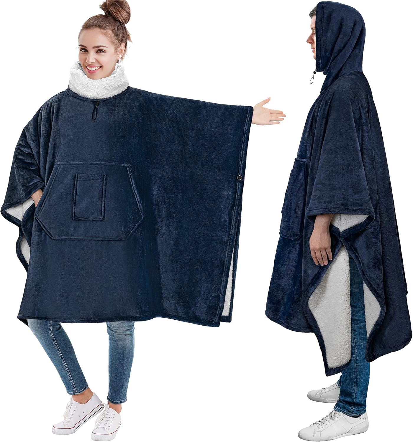 PAVILIA Wearable Blanket Poncho, Cozy Hoodie Wrap