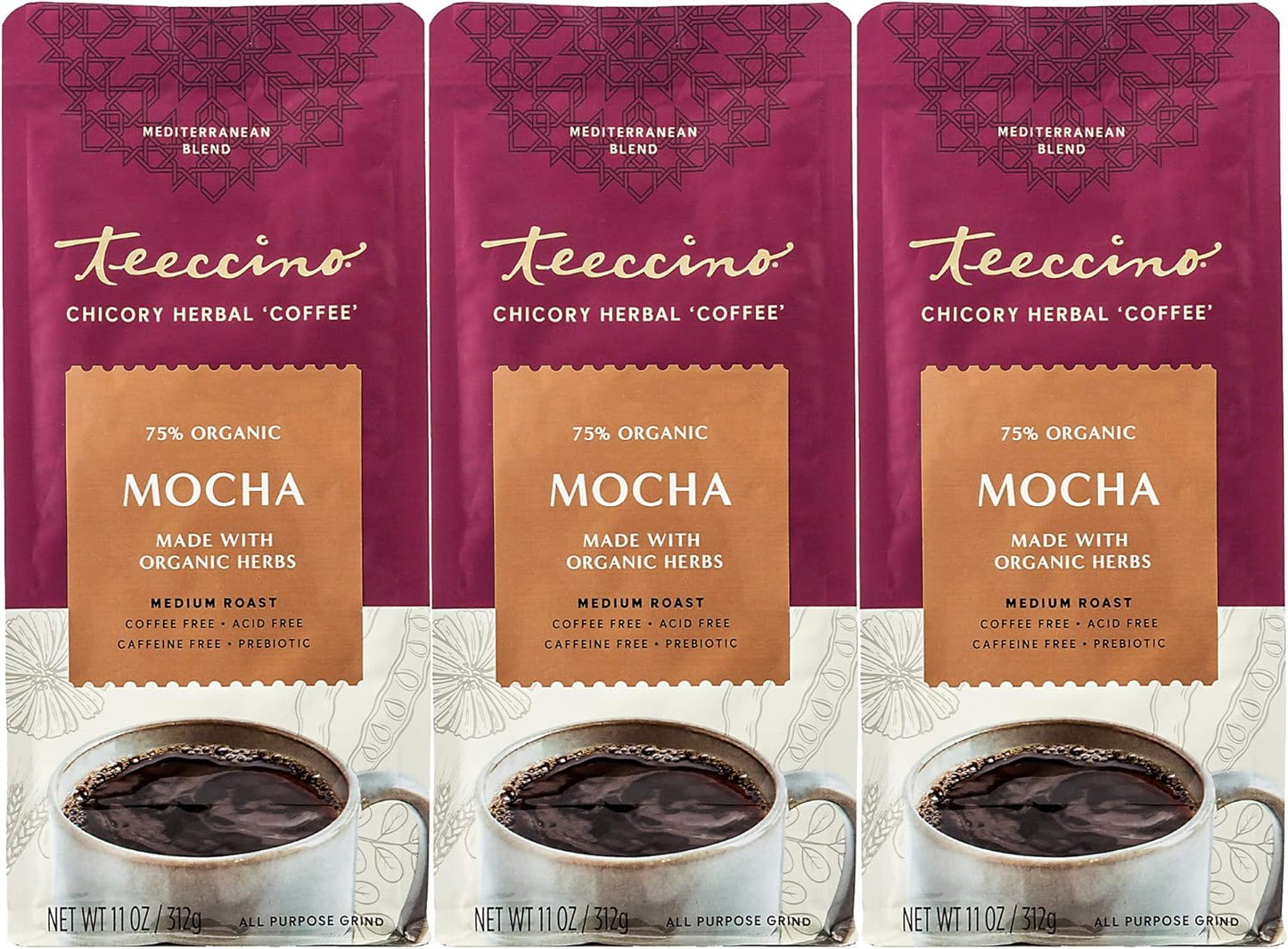Teeccino Mocha Chicory Coffee Alternative - Caffeine-Free Delight